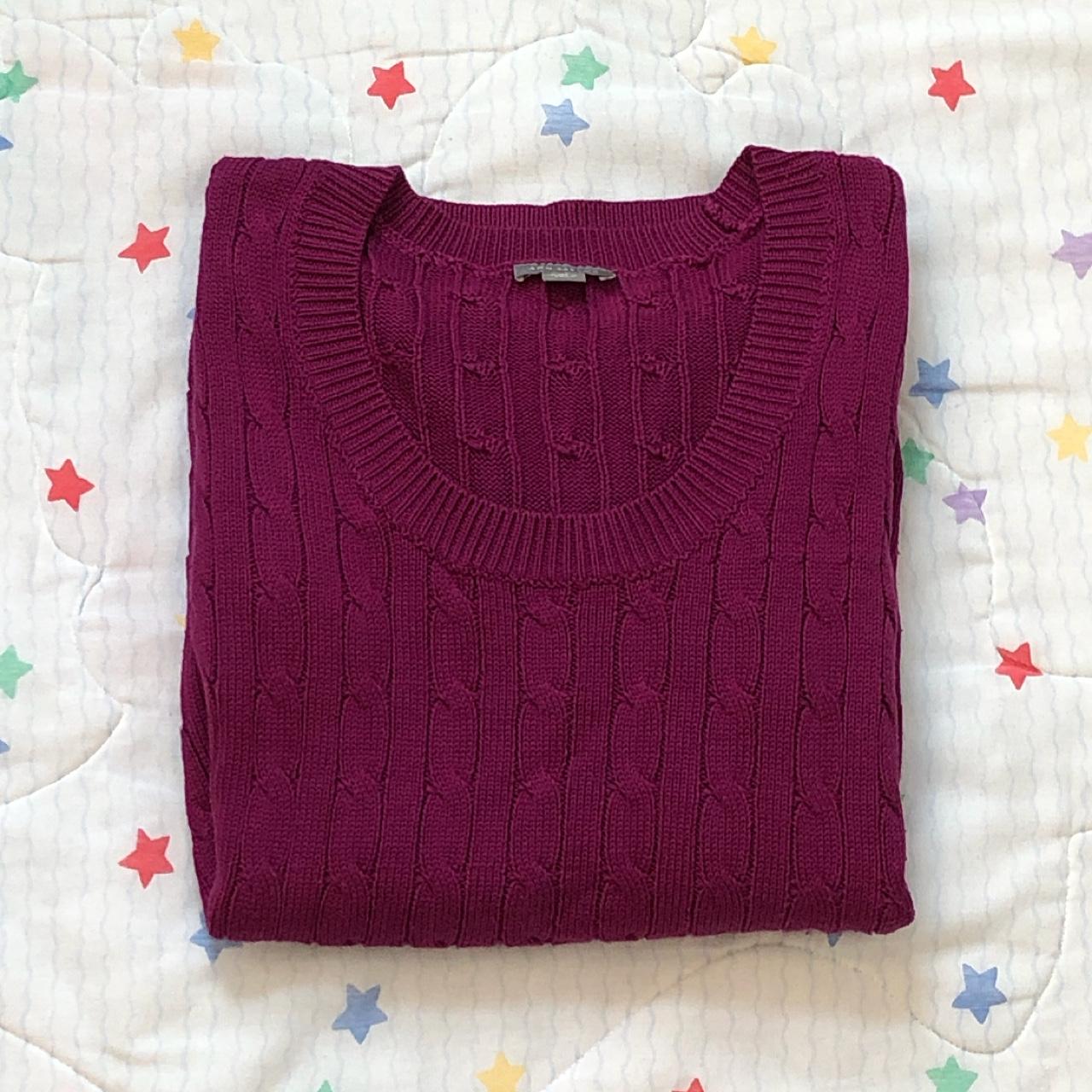 ‼️ DEPOP PAYMENTS ONLY! ‼️ Dark Fuchsia Cable-Knit... - Depop