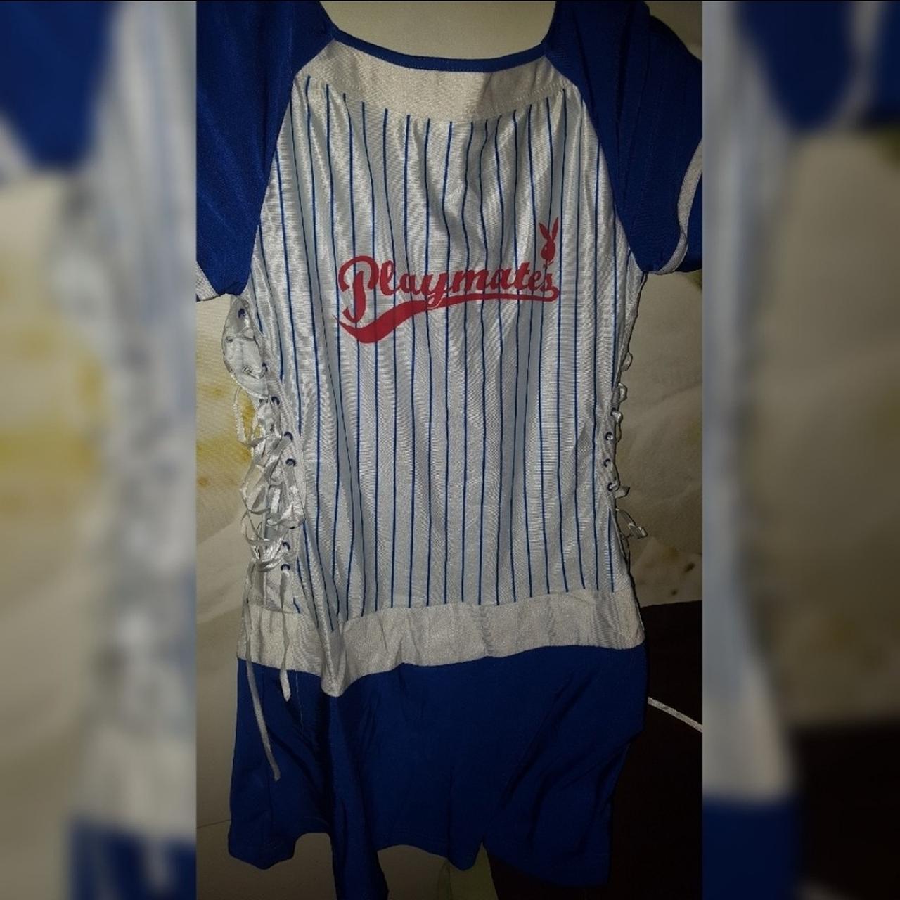 Blue and White Playboy Baseball Costume