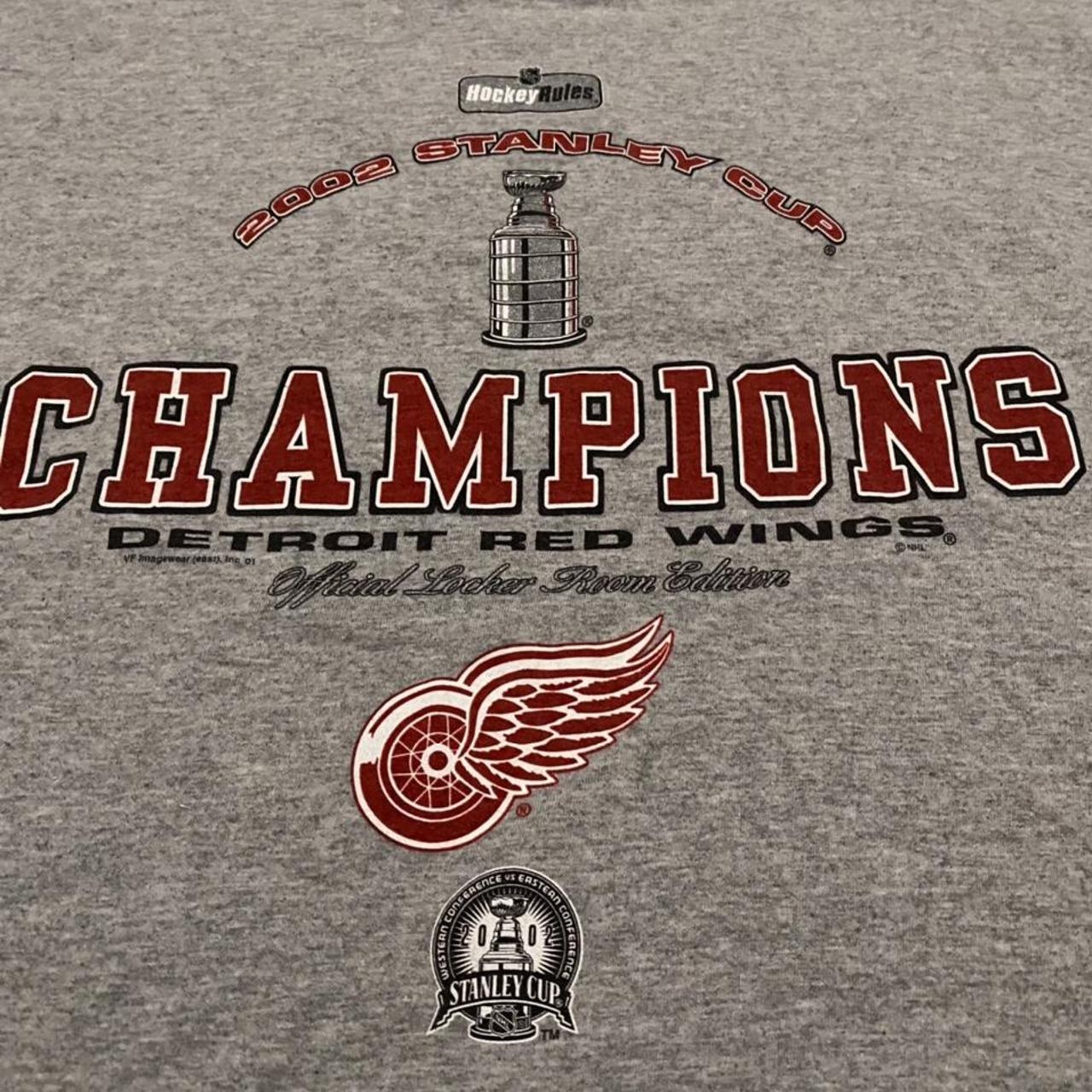 VINTAGE Detroit Red Wings T Shirt Mens Large 2002 Stanley Cup