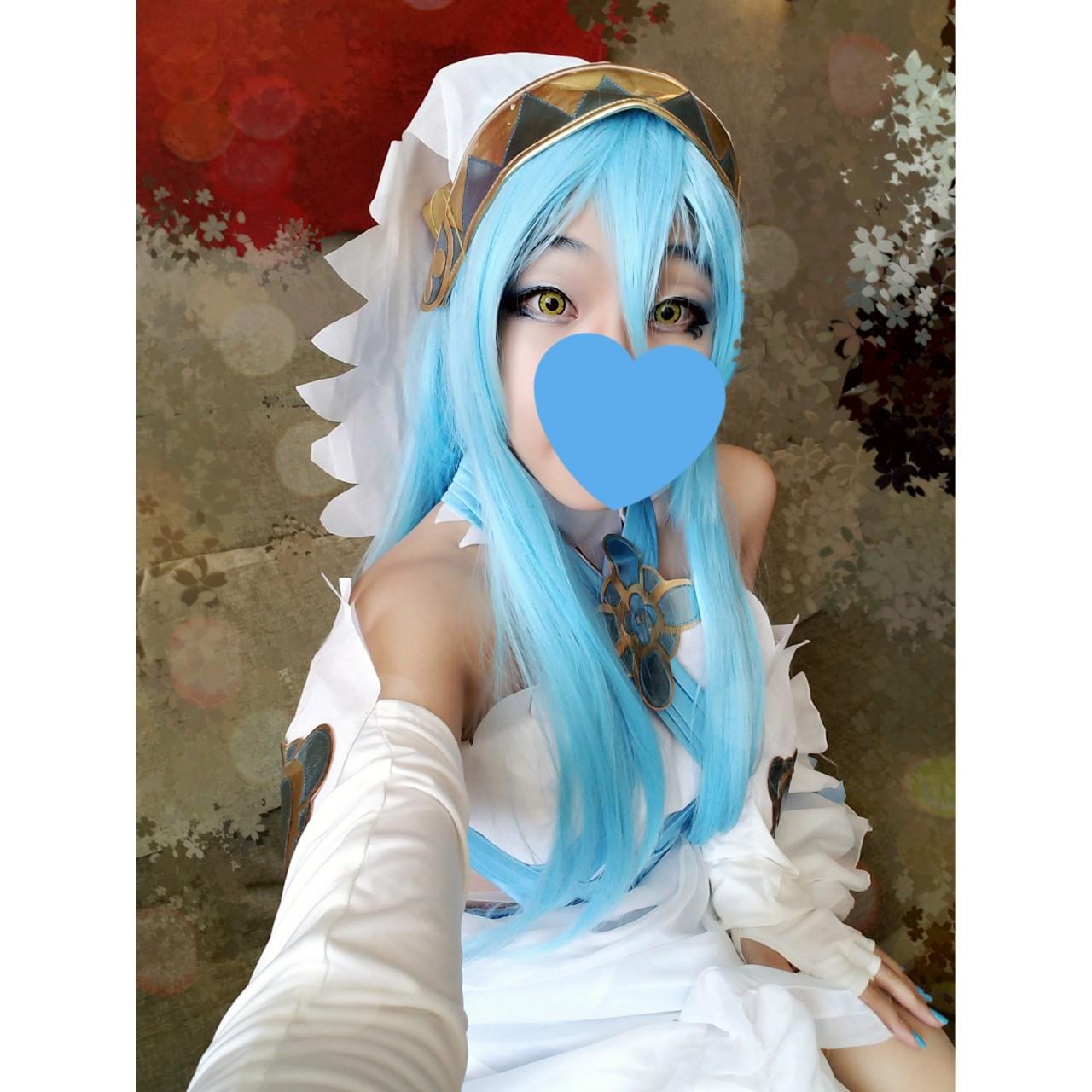 Light Blue Cyan Long Cosplay Wig lightly worn for