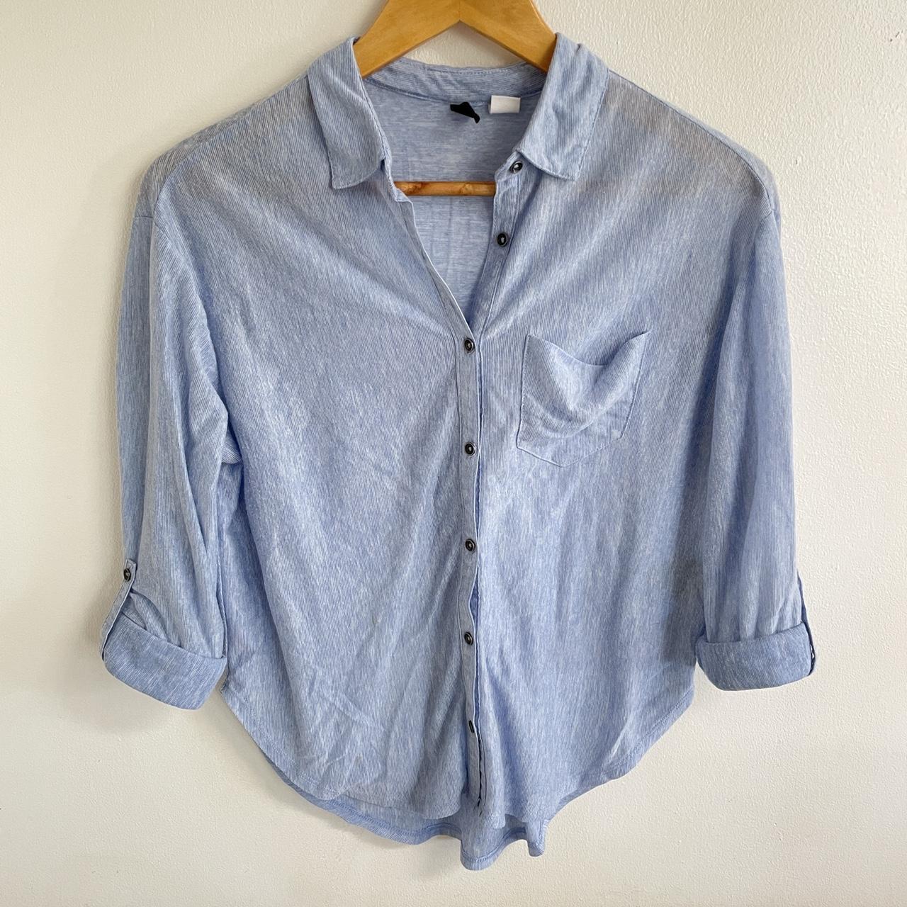 Urban Outfitters BDG Blue Collared Button Down Long... - Depop