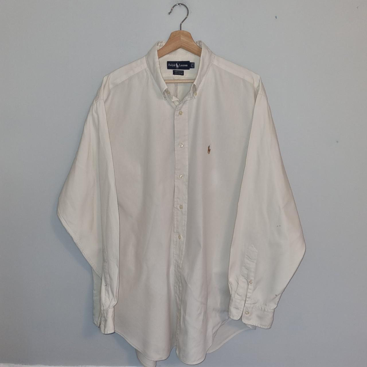 Polo Ralph Lauren cream long sleeved shirt, with... - Depop