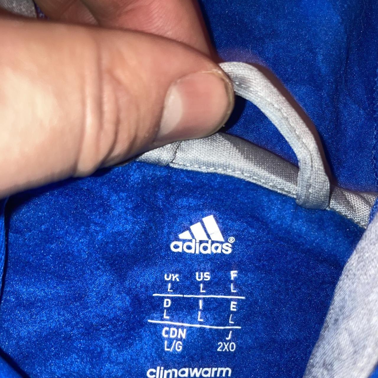 Adidas sportswear climawarm blue and grey hoodie... - Depop