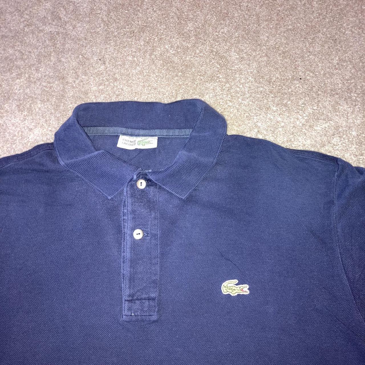 Vintage lacoste made in France navy blue polo shirt... - Depop