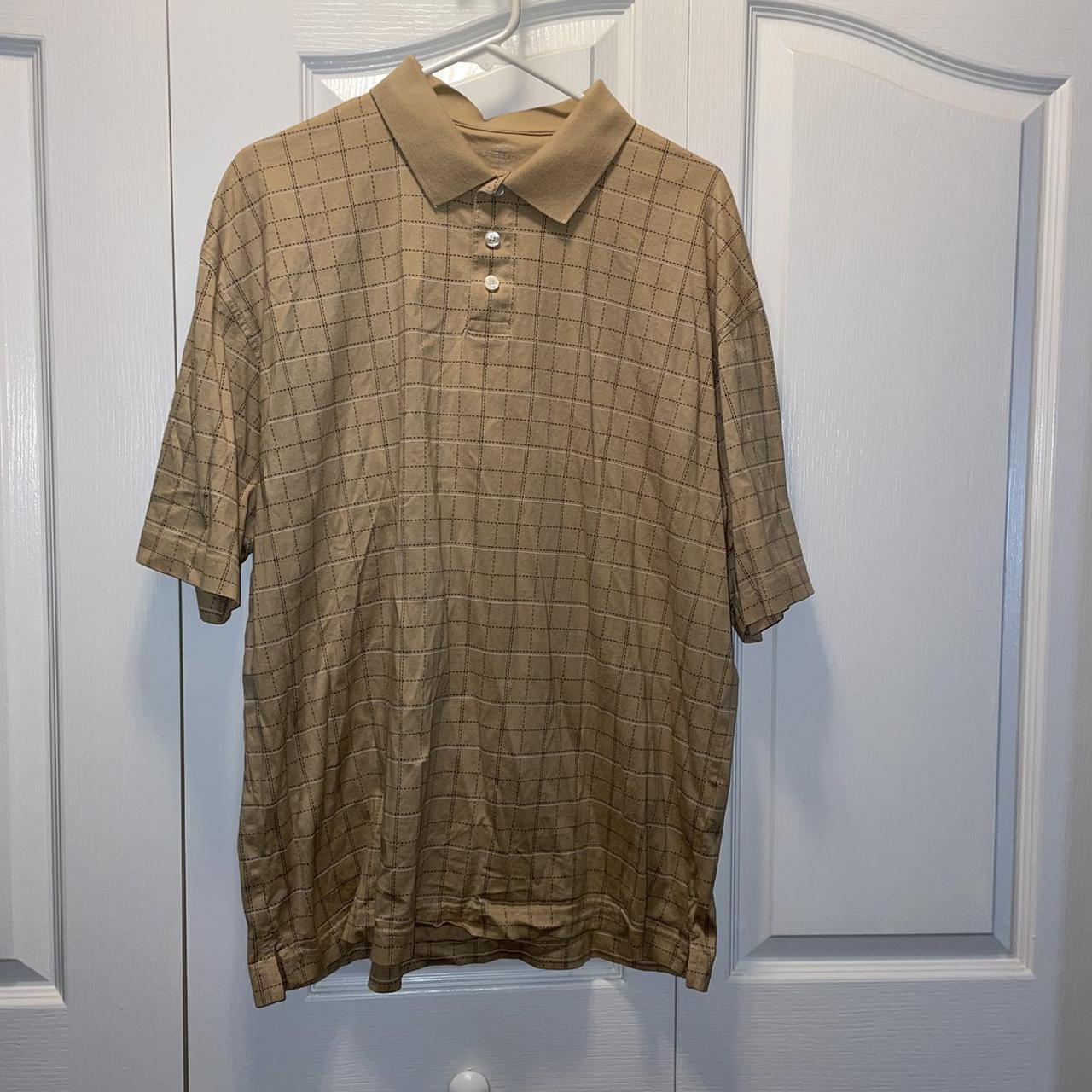 Dockers tan plaid polo shirt fits more like an... - Depop