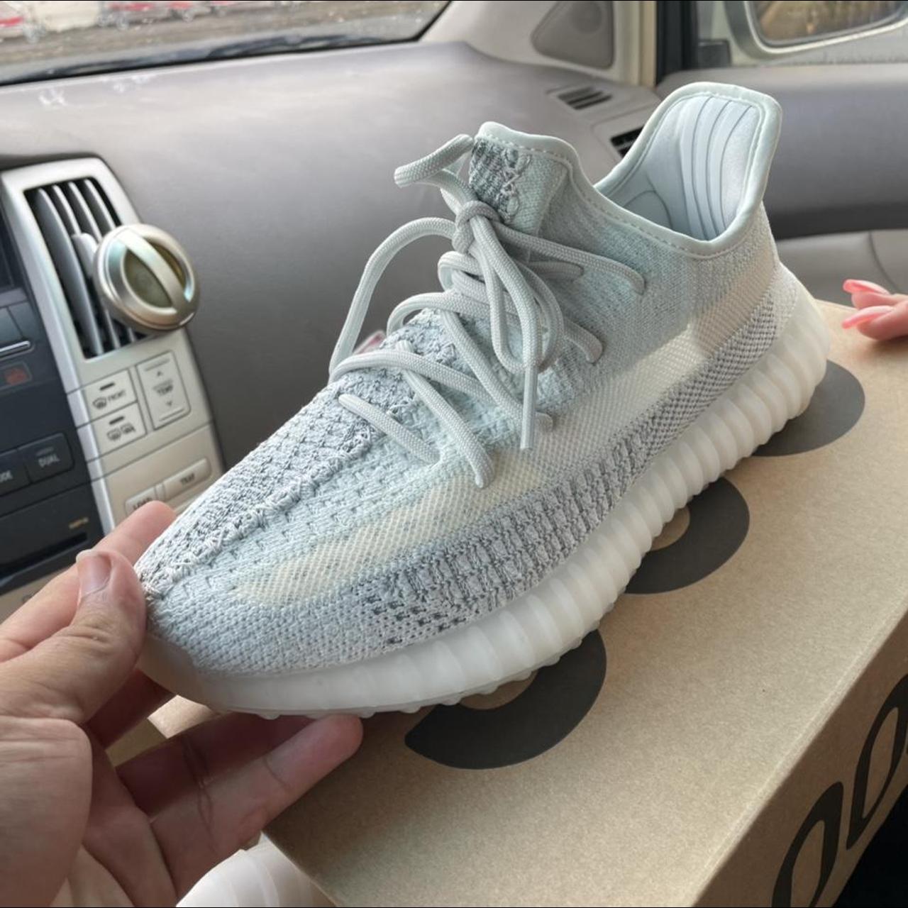 Yeezy Men's White and Blue Trainers | Depop