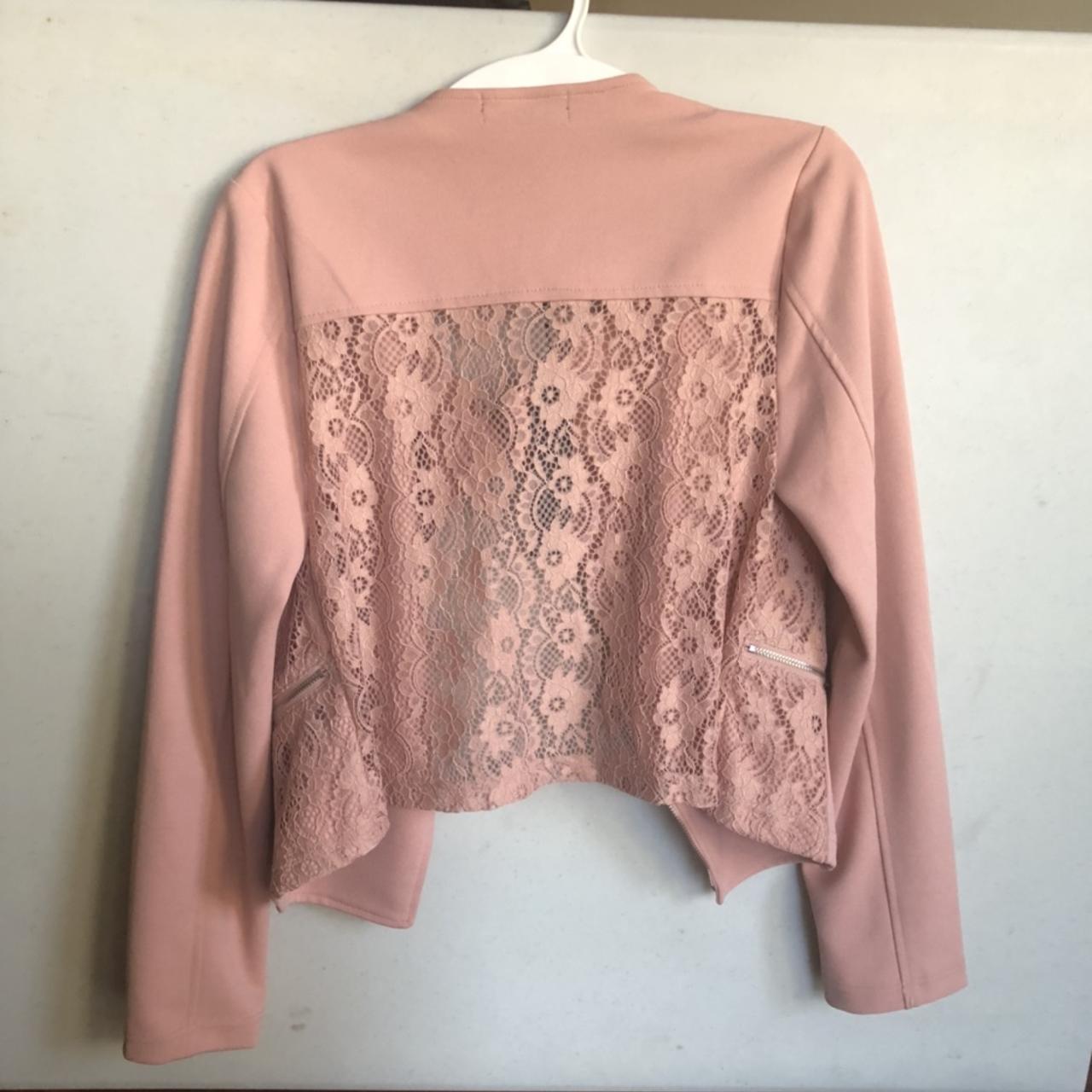 cute blush pink jacket with delicate lace! a nice... Depop