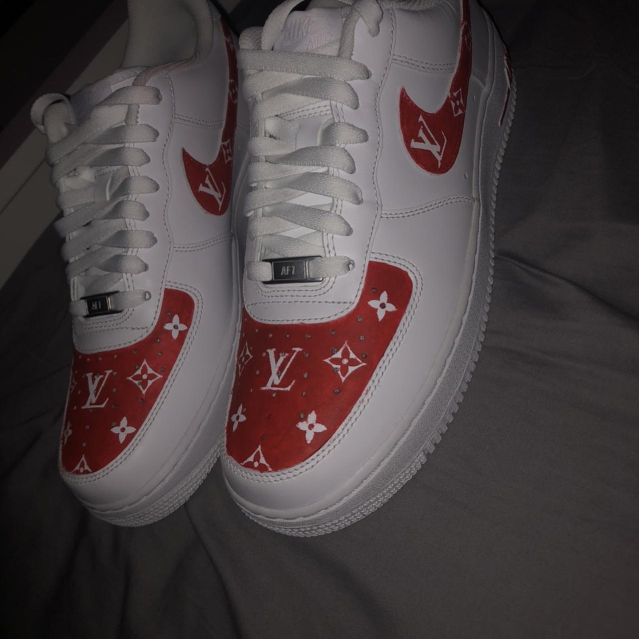 Red LV Air Force 1. Brand new customised. All sizes. - Depop