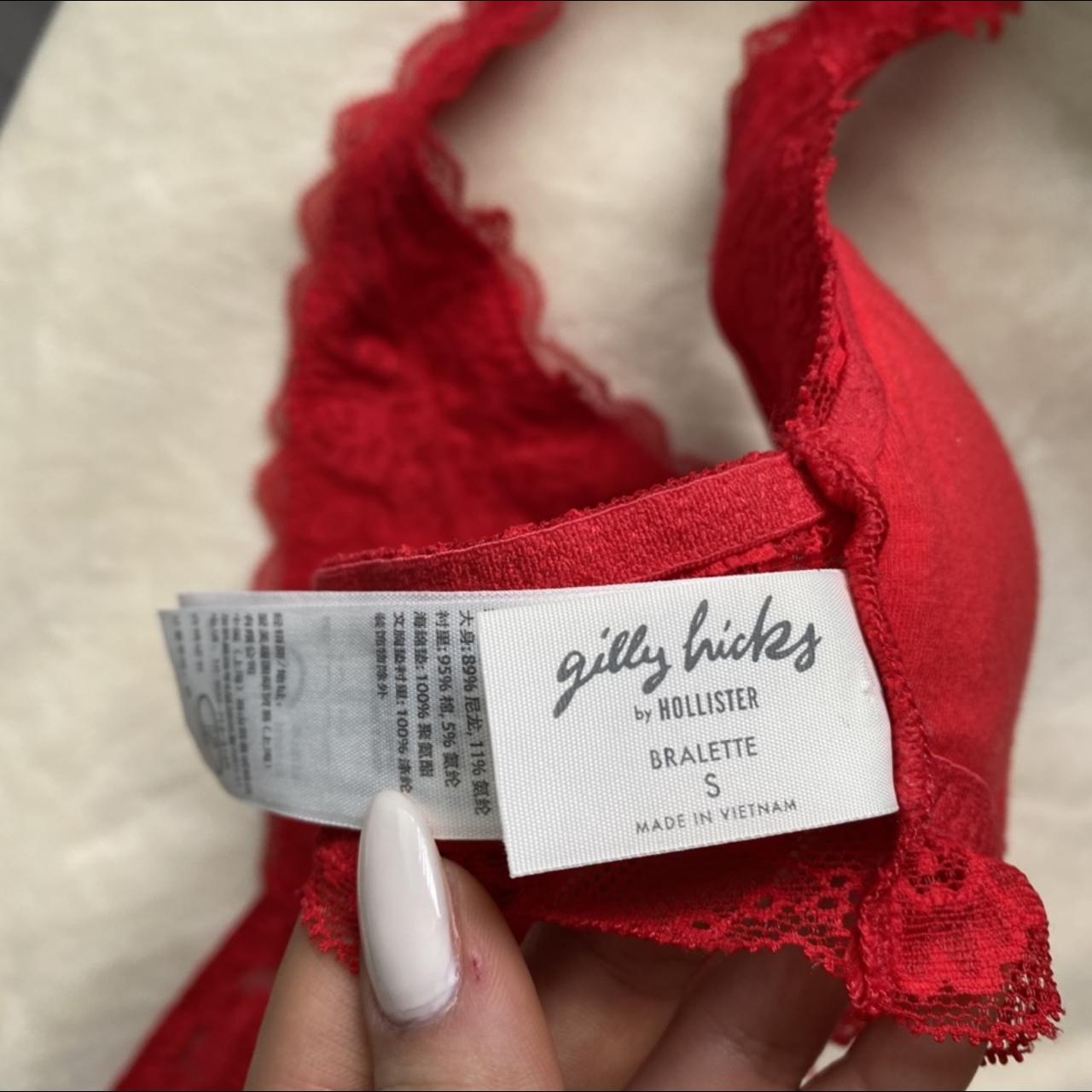 Hollister/Gilly Hicks red lace strappy bralette with - Depop