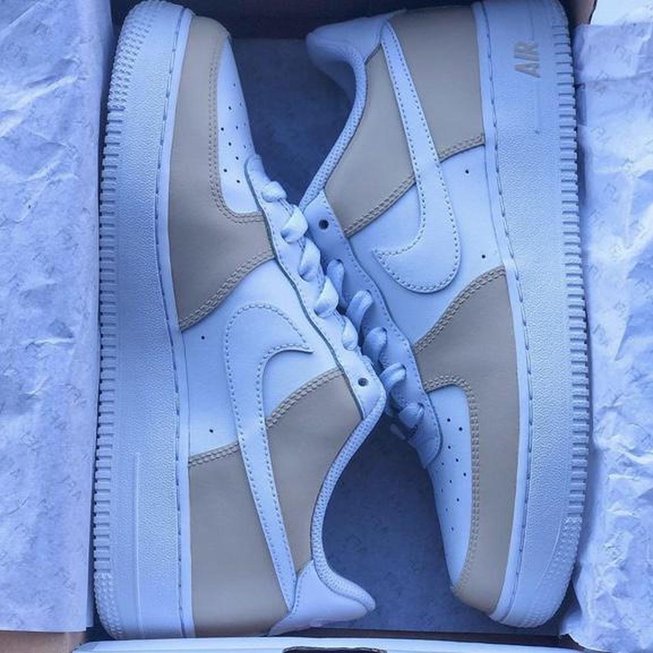 custom-air-force-1s-taupe-nike-air-force-1-depop