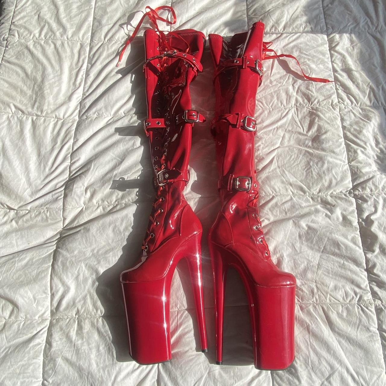 Red clearance pleaser boots