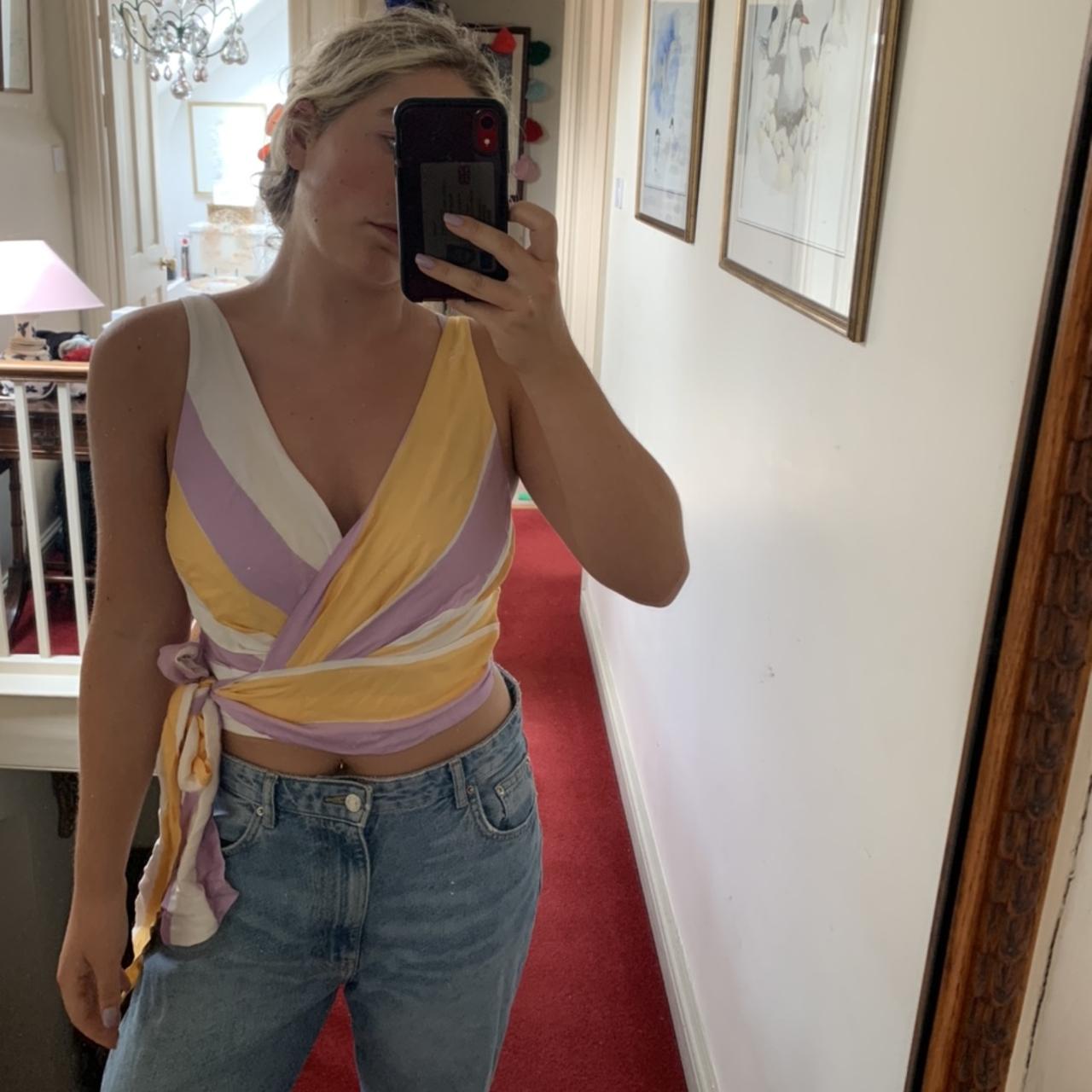 ZARA multi coloured tie crop top perfect summer top... Depop
