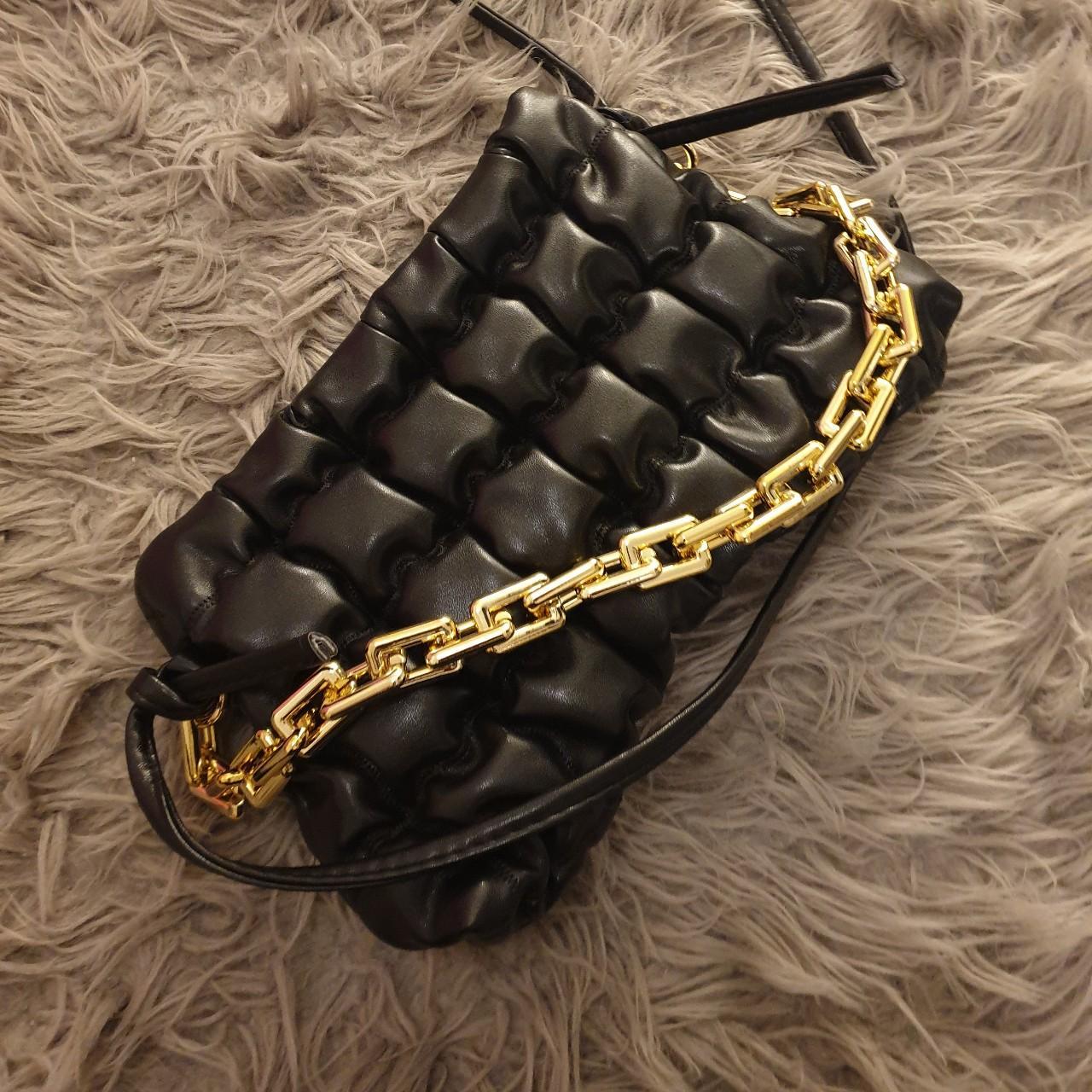 Fashionable Snap shut bubblegum clutch bag with gold... - Depop