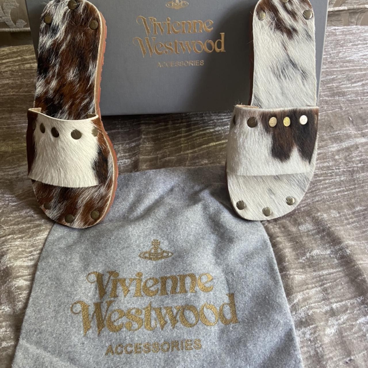 Vivienne Westwood cow skin sliders with suds on with Depop