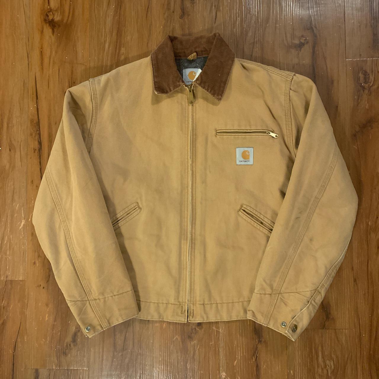 vintage carhartt jacket no holes, some stains this... - Depop