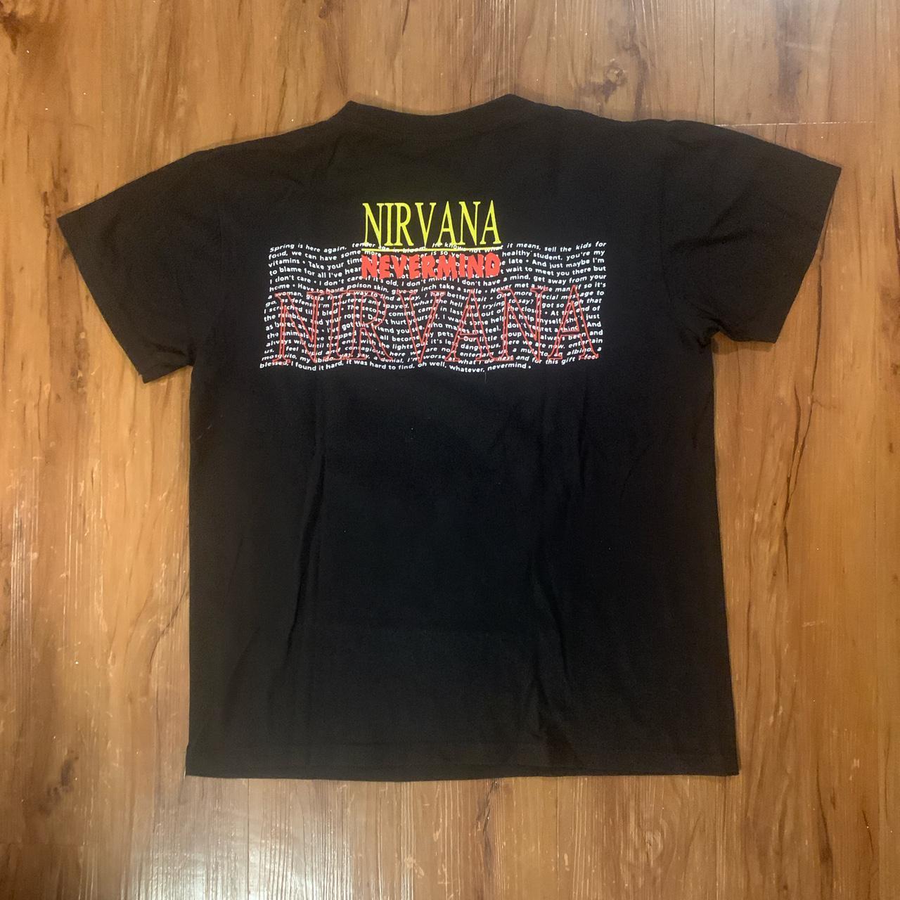 nirvana nevermind shirt no holes, some stains print... - Depop