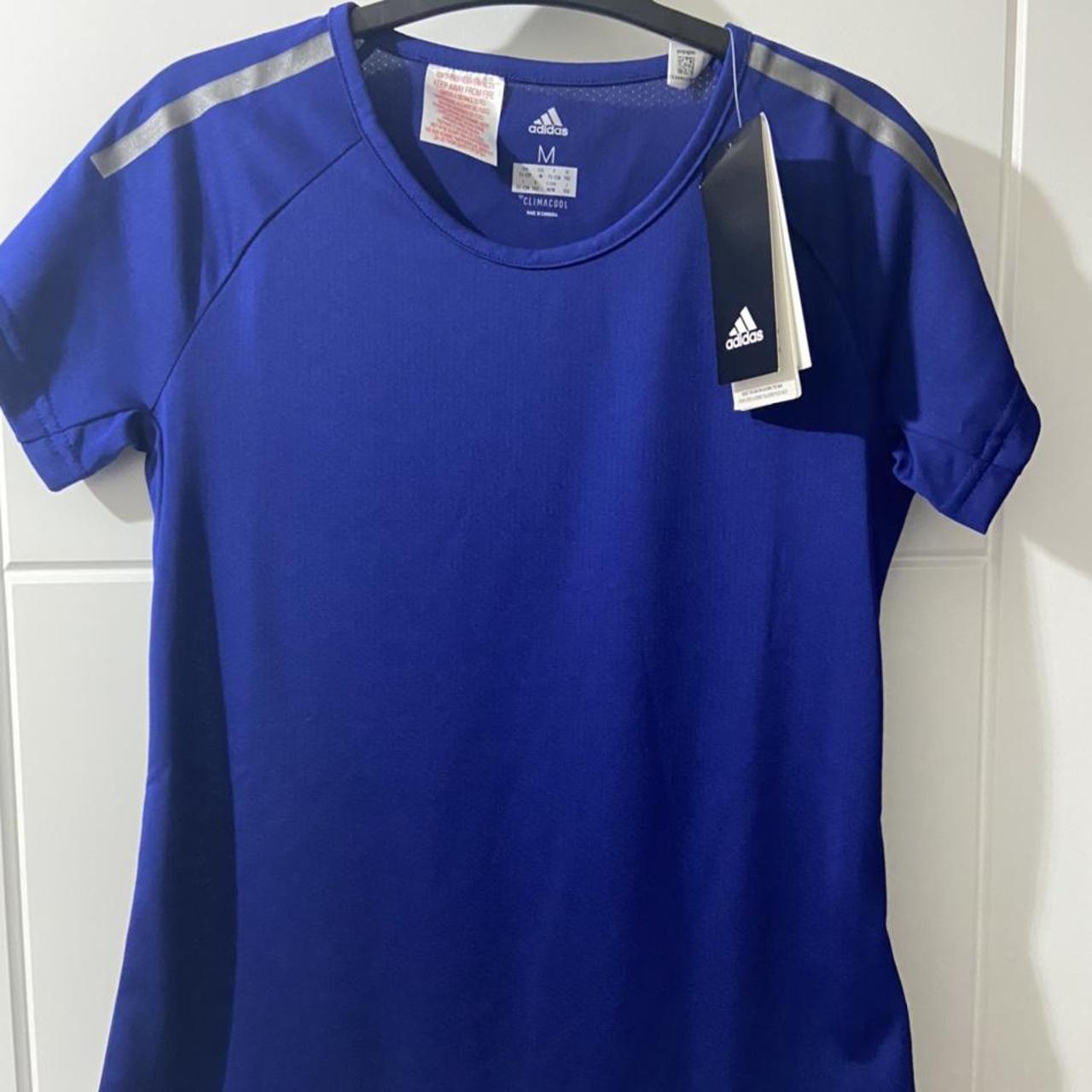 adidas climacool t shirt age 11-12 blue with glow in... - Depop