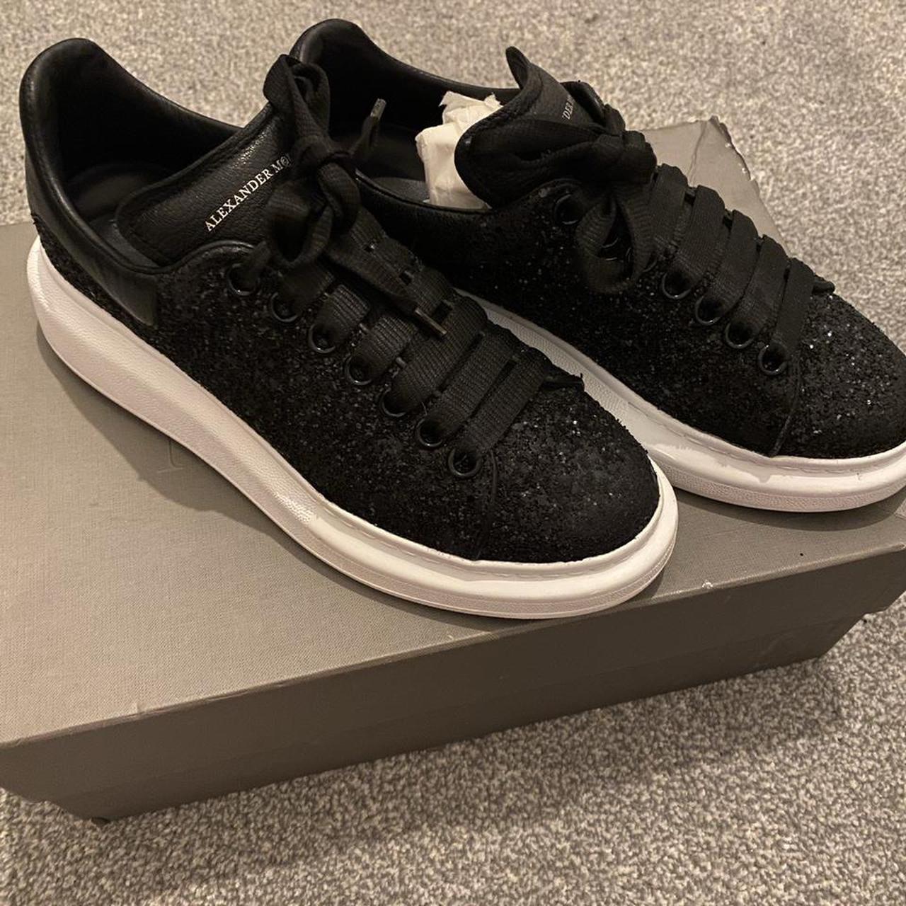 alexander mcqueen black glitter trainers