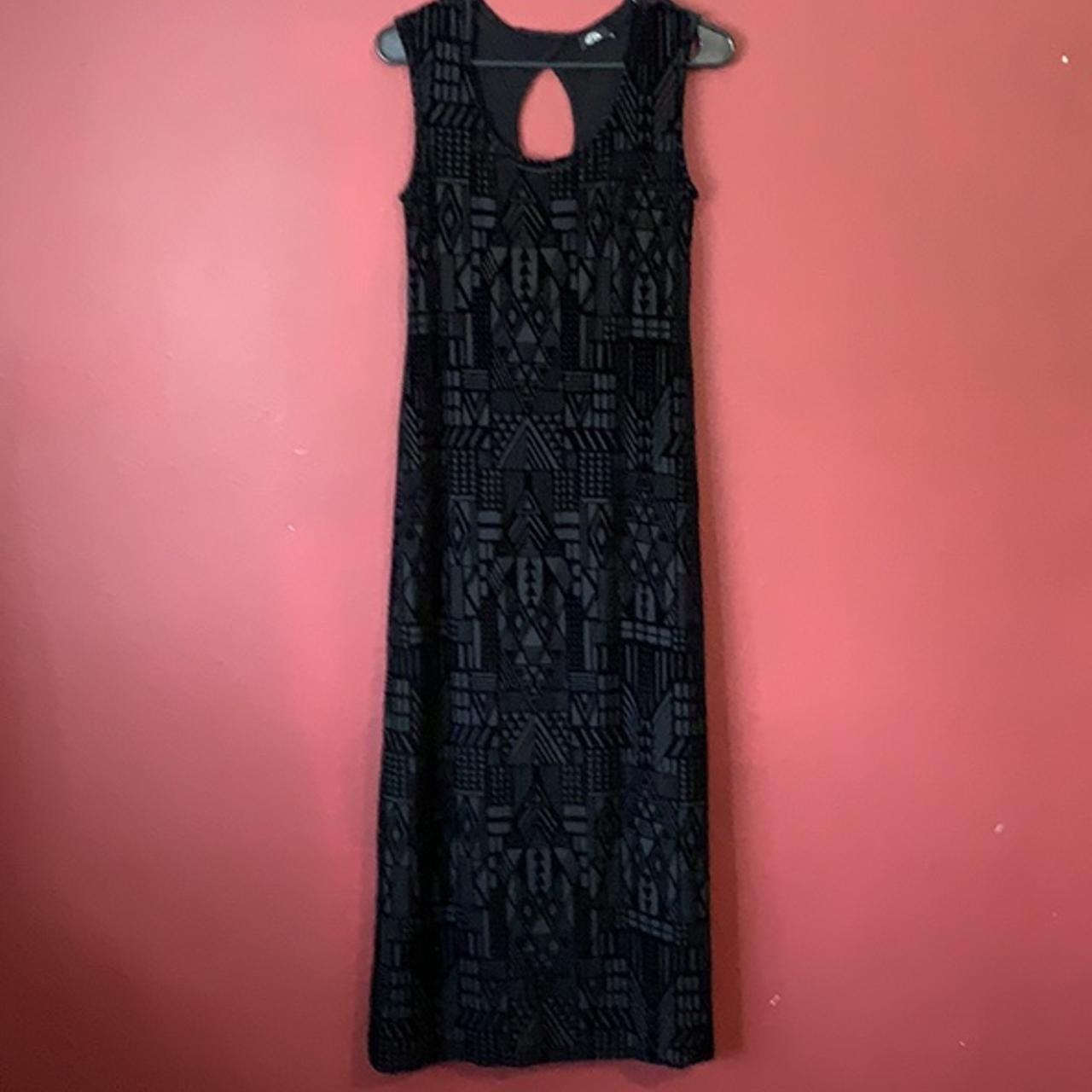 Black Velvet Burnout Maxi Dress Size Medium Depop   P0 