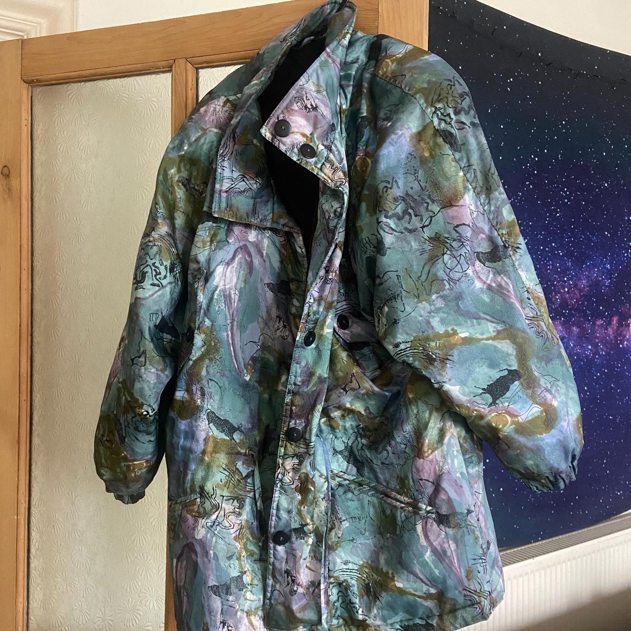 Vintage winter jacket with unique pattern. Abstract... Depop