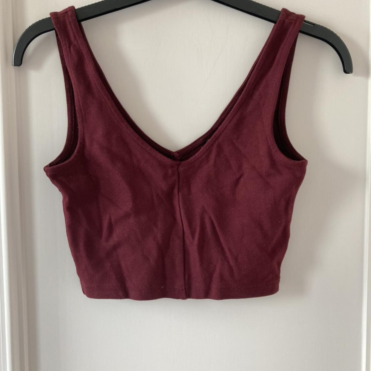 Burgundy bralet crop top size 8 - Depop