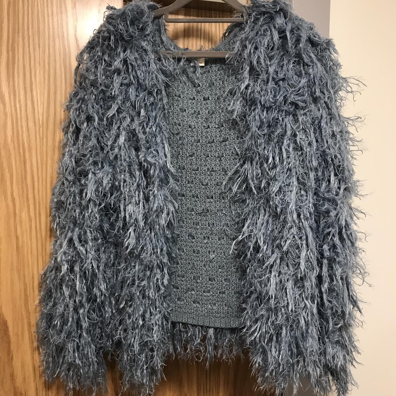 blue fluffy jacket urban outfitters