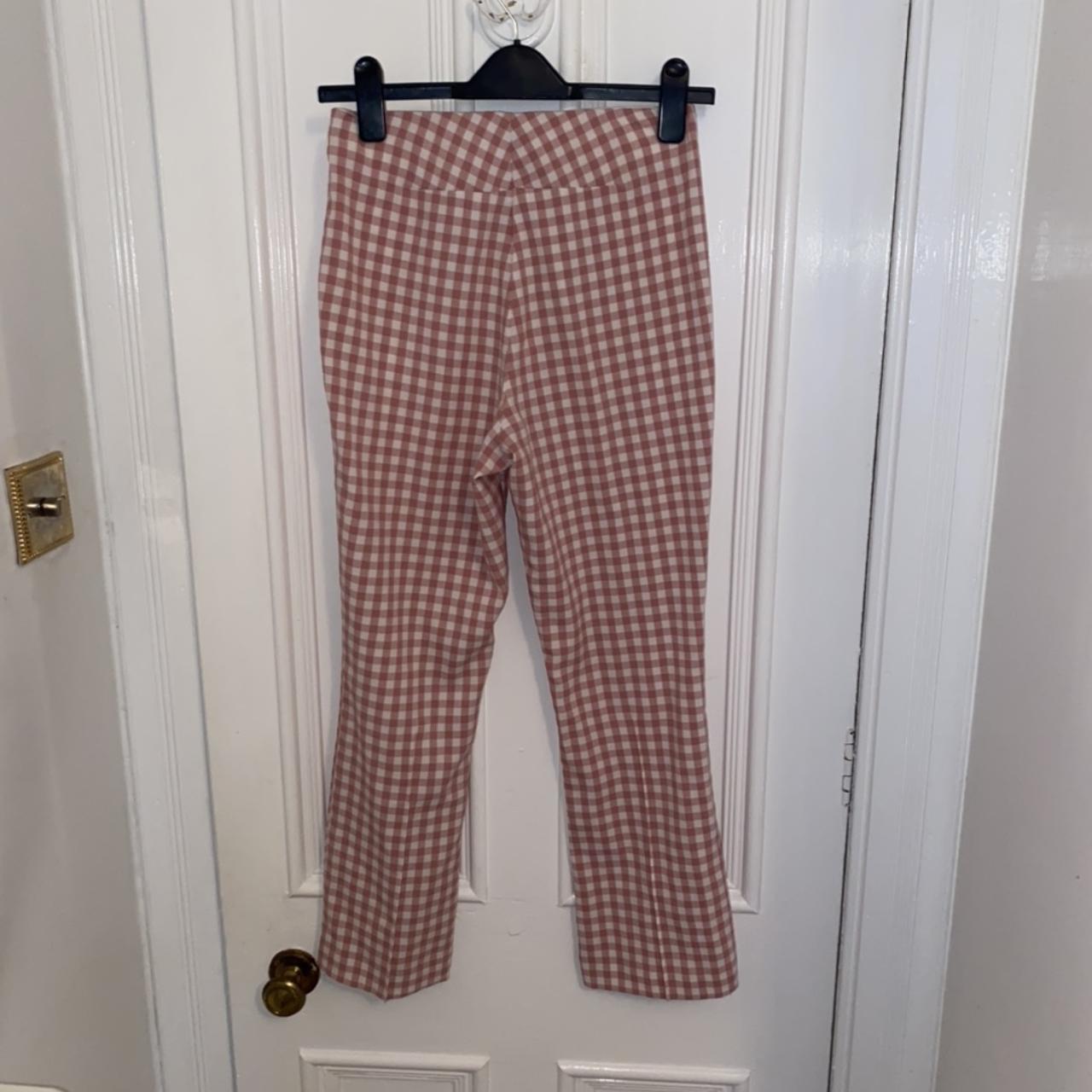 zara pink gingham trousers