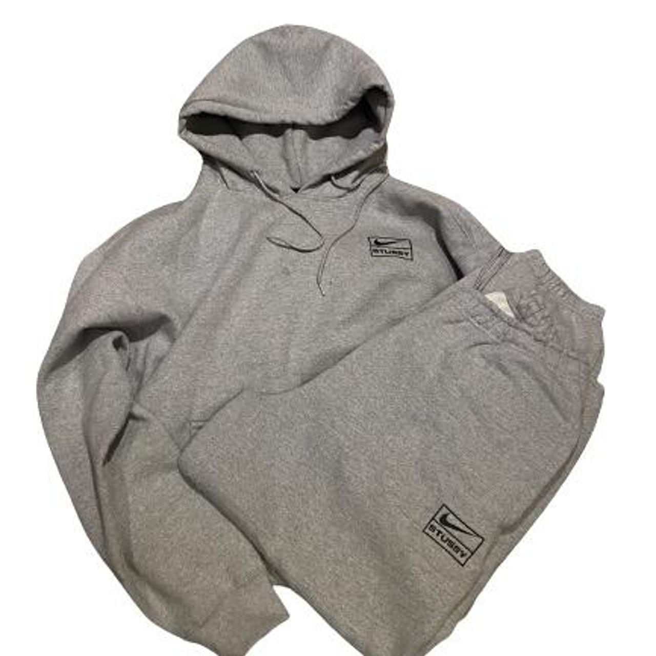 Nike x Stussy heather grey tracksuit - hoodie... - Depop