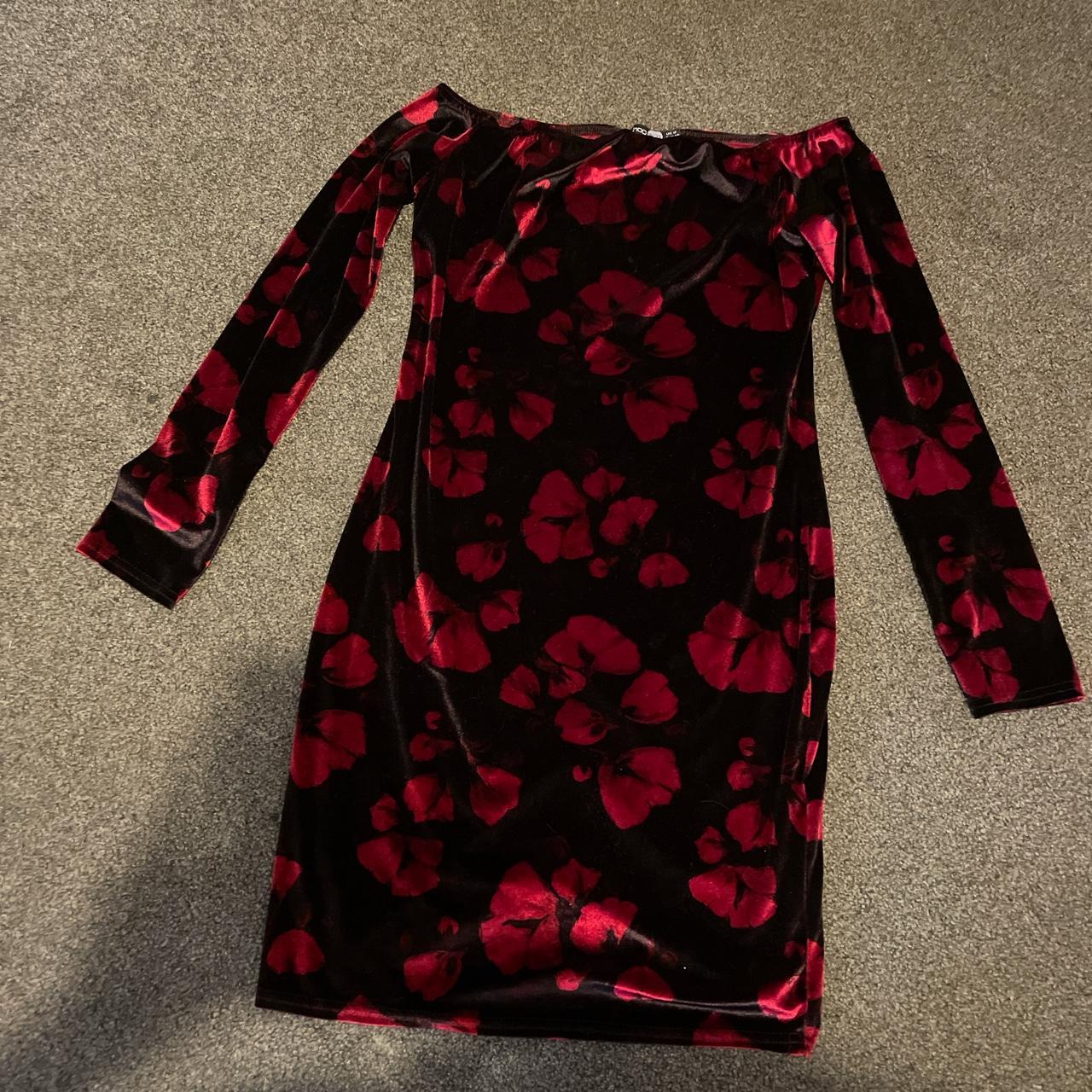 Boohoo night velvet body-con floral dress