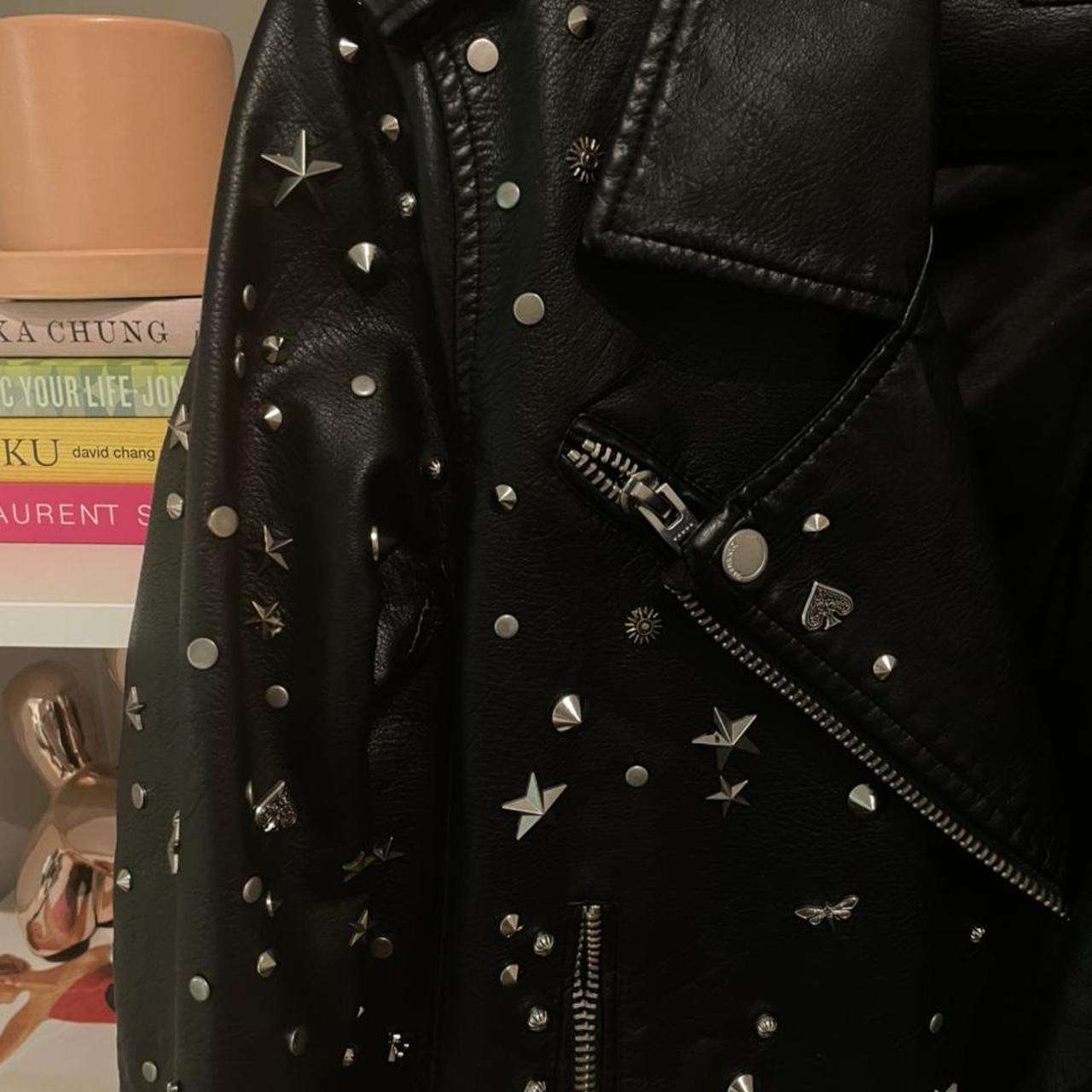 Blank NYC Embroidered and Studded Leather Jacket - - Depop