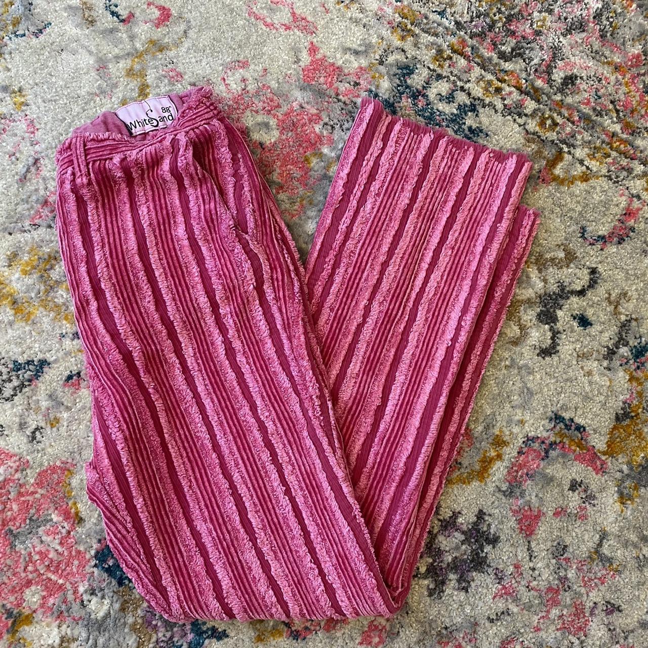 Women's Pink and White Trousers | Depop