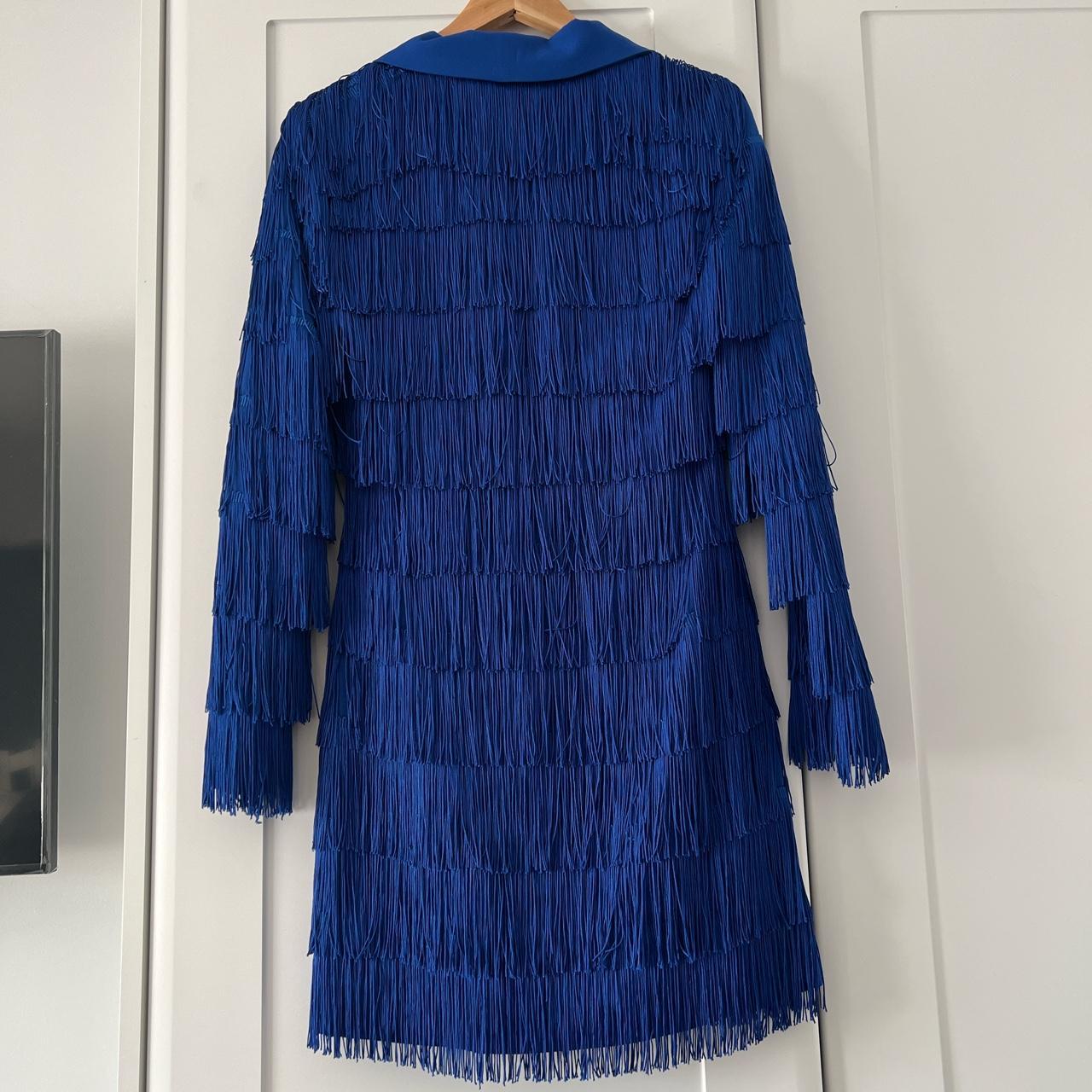 Cobalt blue fringe tailored blazer dress hotsell