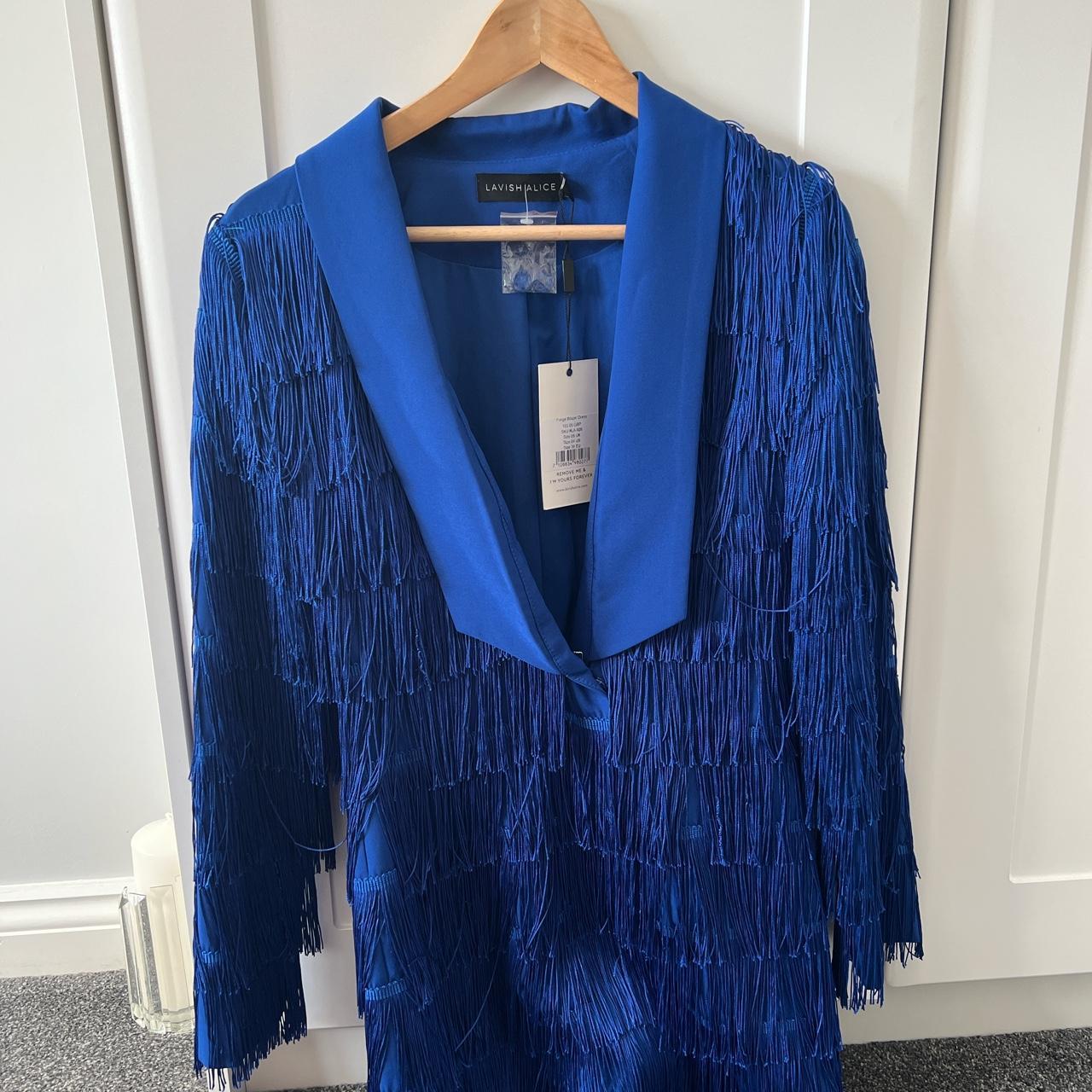 Lavish Alice Fringe Blazer Dress Blue Brand New with