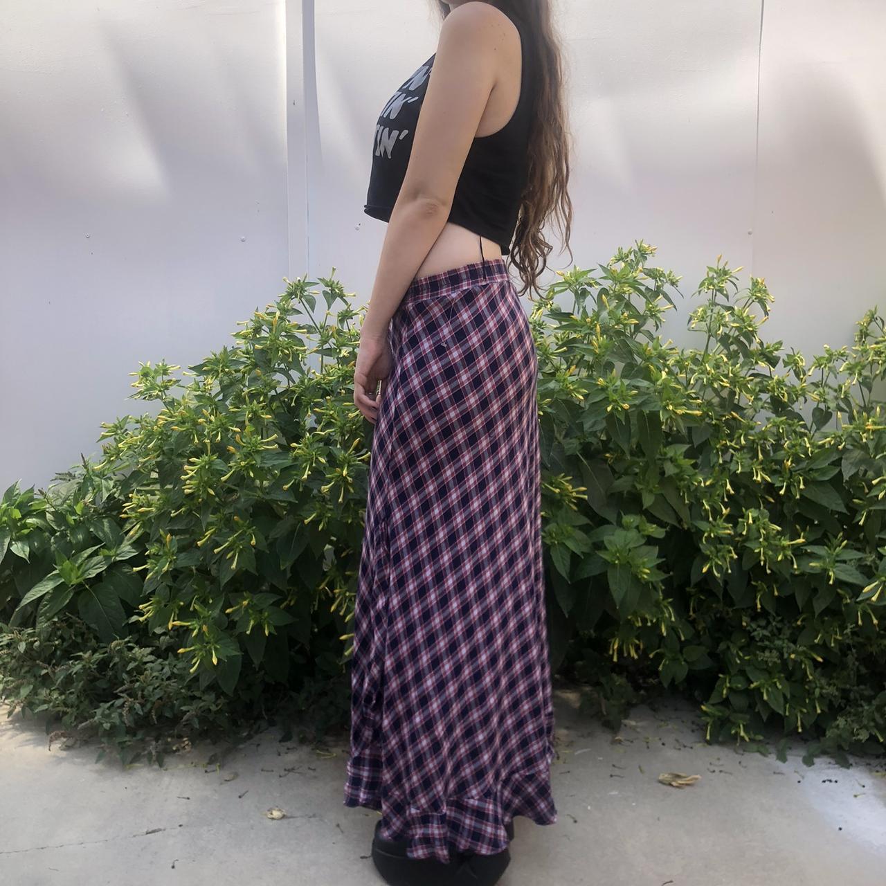 Plaid maxi skirt outlet navy