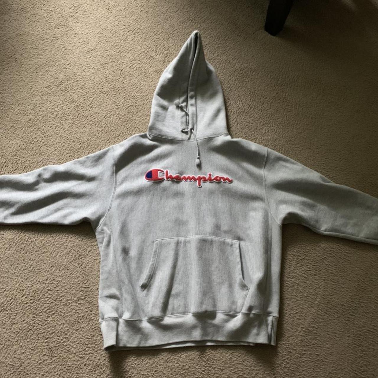 Product Image 1 - Champion embroidered hoodie
Grey hoodie with