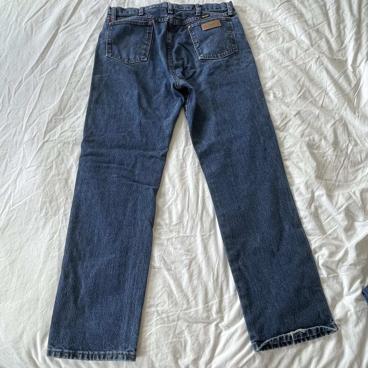 Vintage medium wash Wranglers Size 35x32 Waist... - Depop