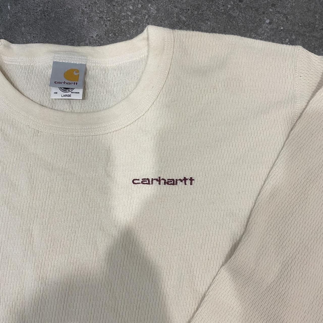 Carhartt waffle knit longsleeve cream/off... - Depop