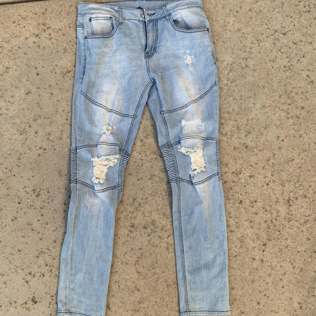 Young and Reckless Denim Light washed Ripped... - Depop