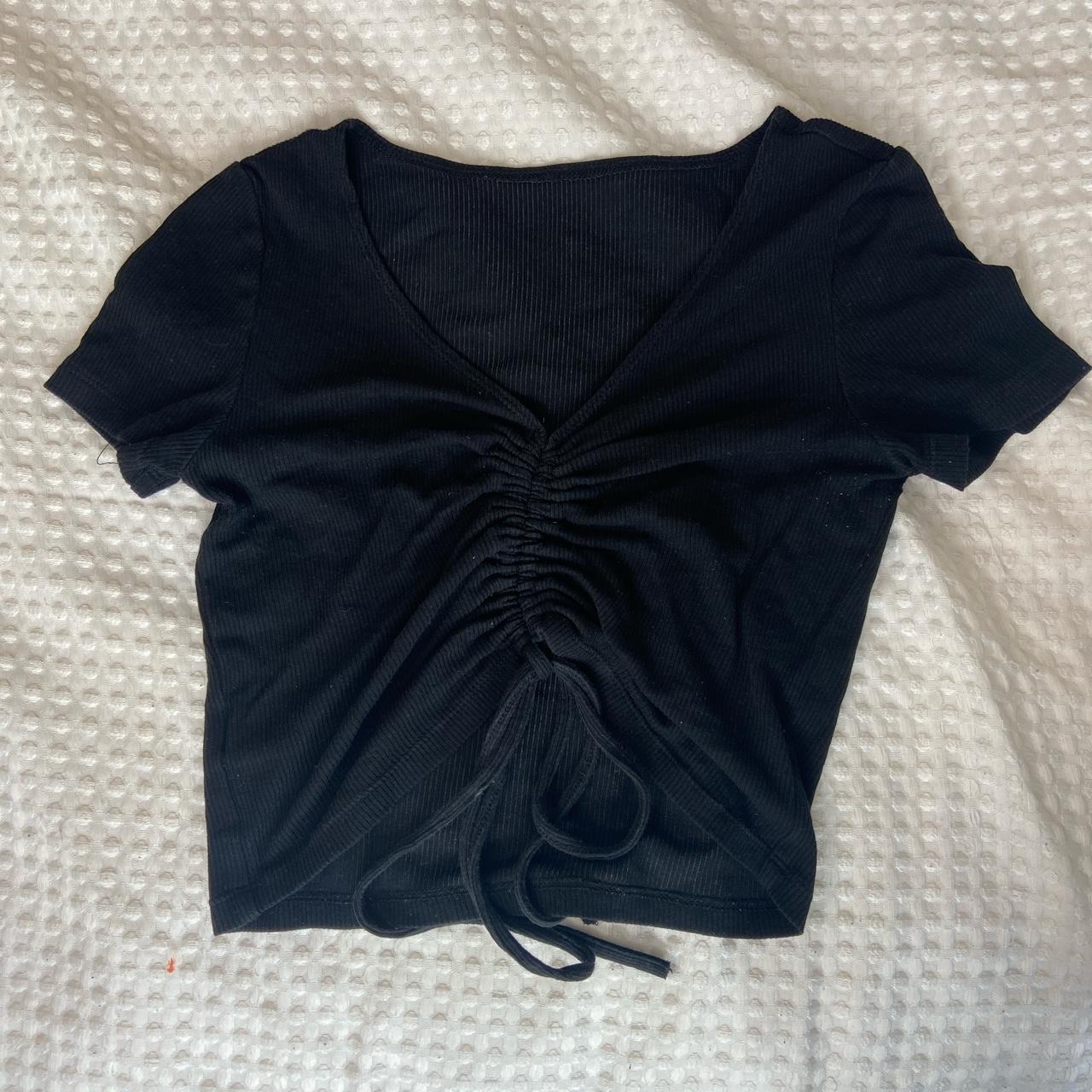 black cropped tight t shirt