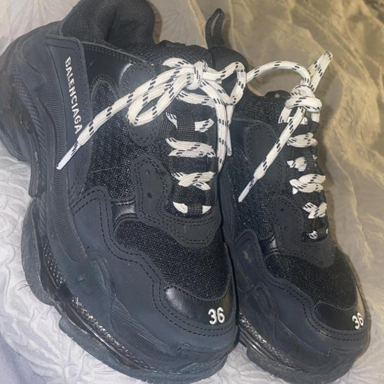 Balenciaga triple a black size 4 white laces no box - Depop