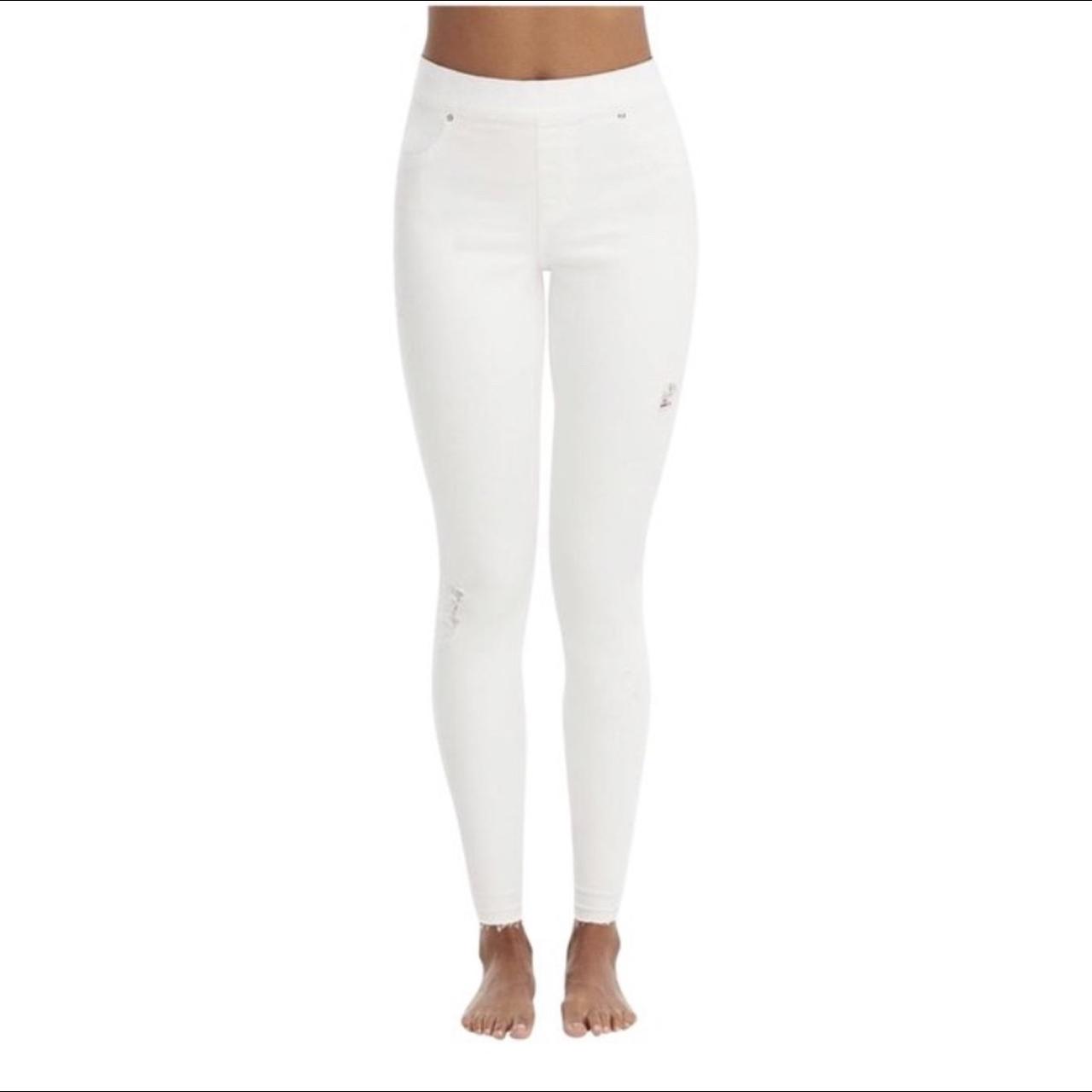 spanx white frayed jeans