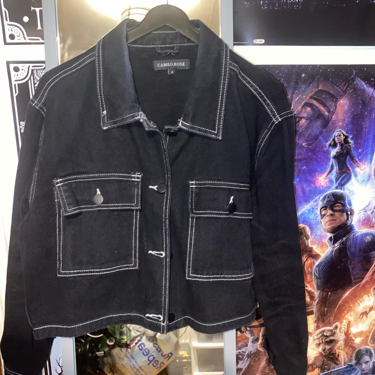 Cameo rose black denim jacket Women’s size