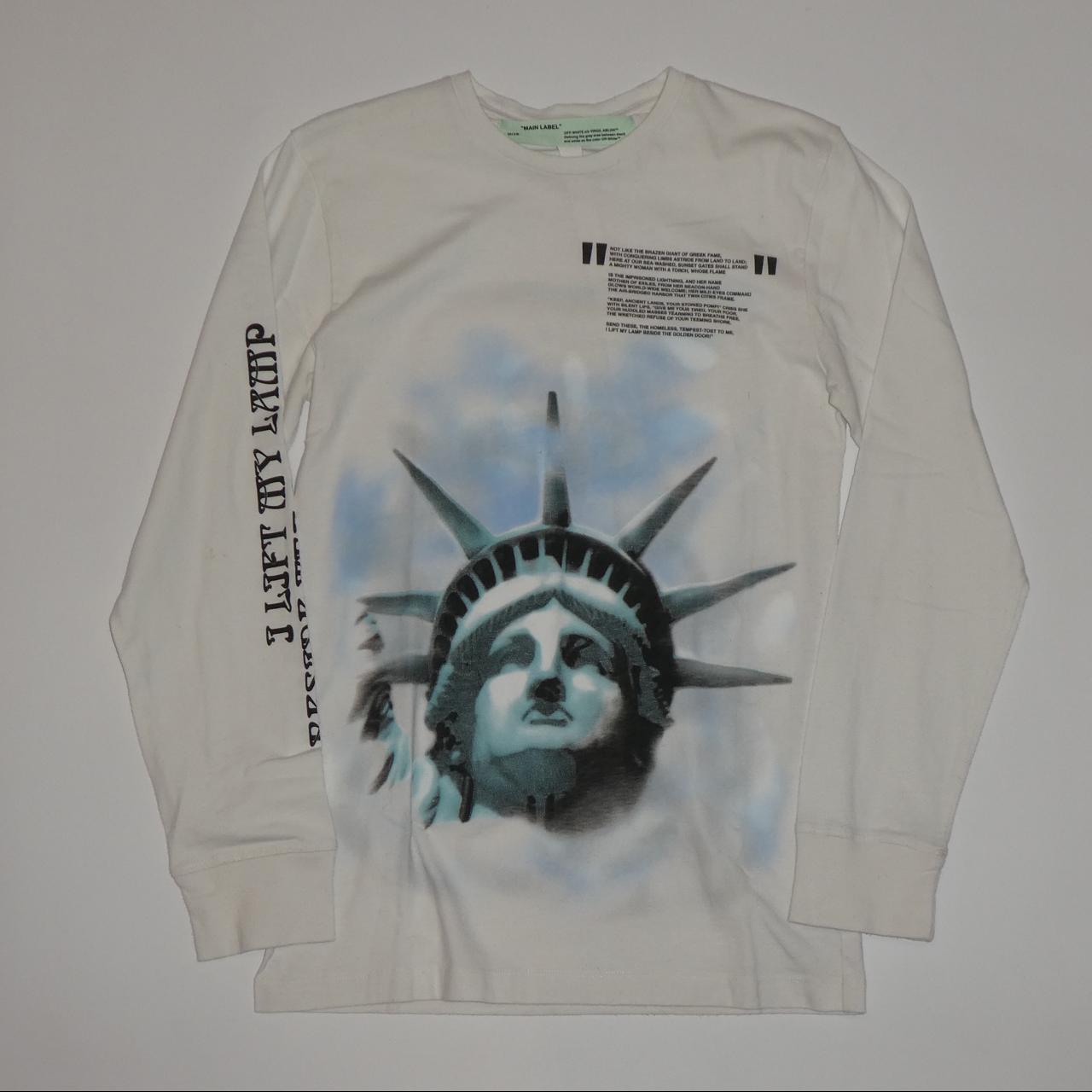 Off White Virgil Abloh Statue of Liberty longsleeve... - Depop