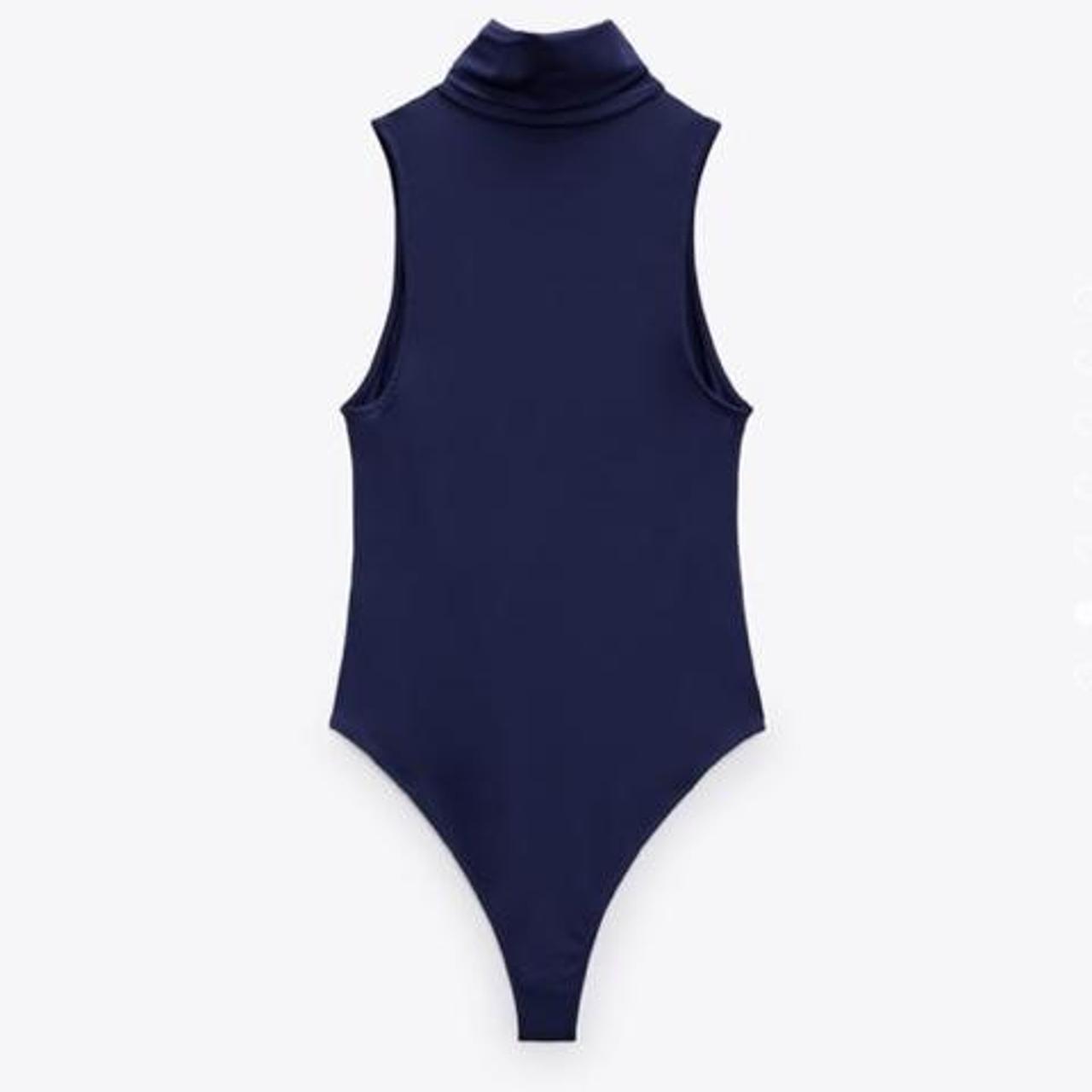 Zara Women's Navy Bodysuit Depop