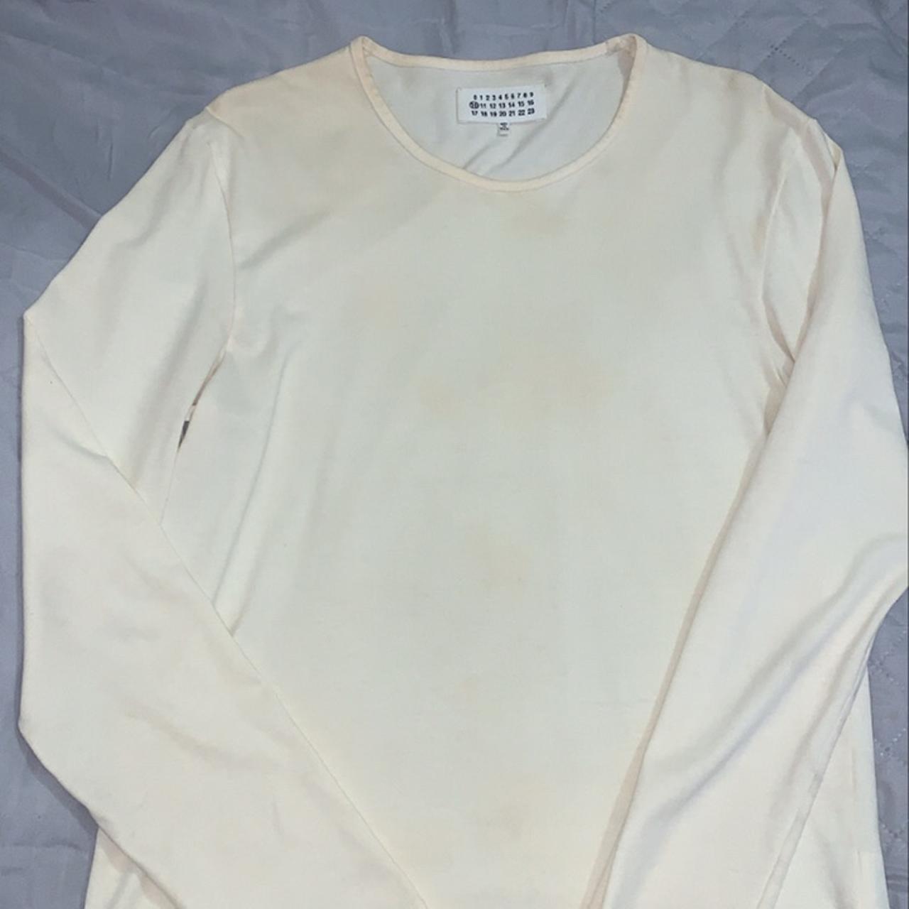 Maison Martin Margiela off white long sleeve T-shirt... - Depop