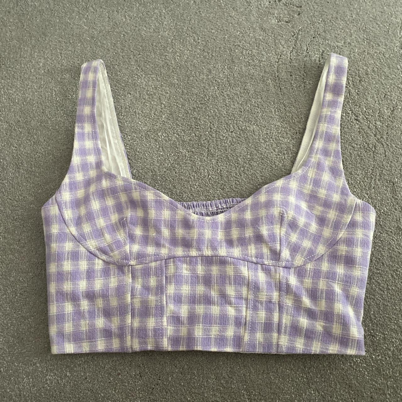 zara purple gingham top