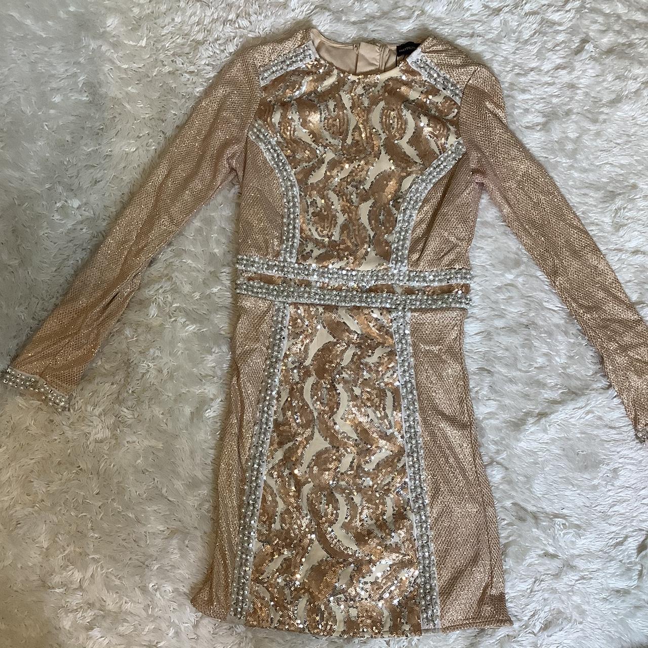 Pretty little thing outlet rose gold sequin dress