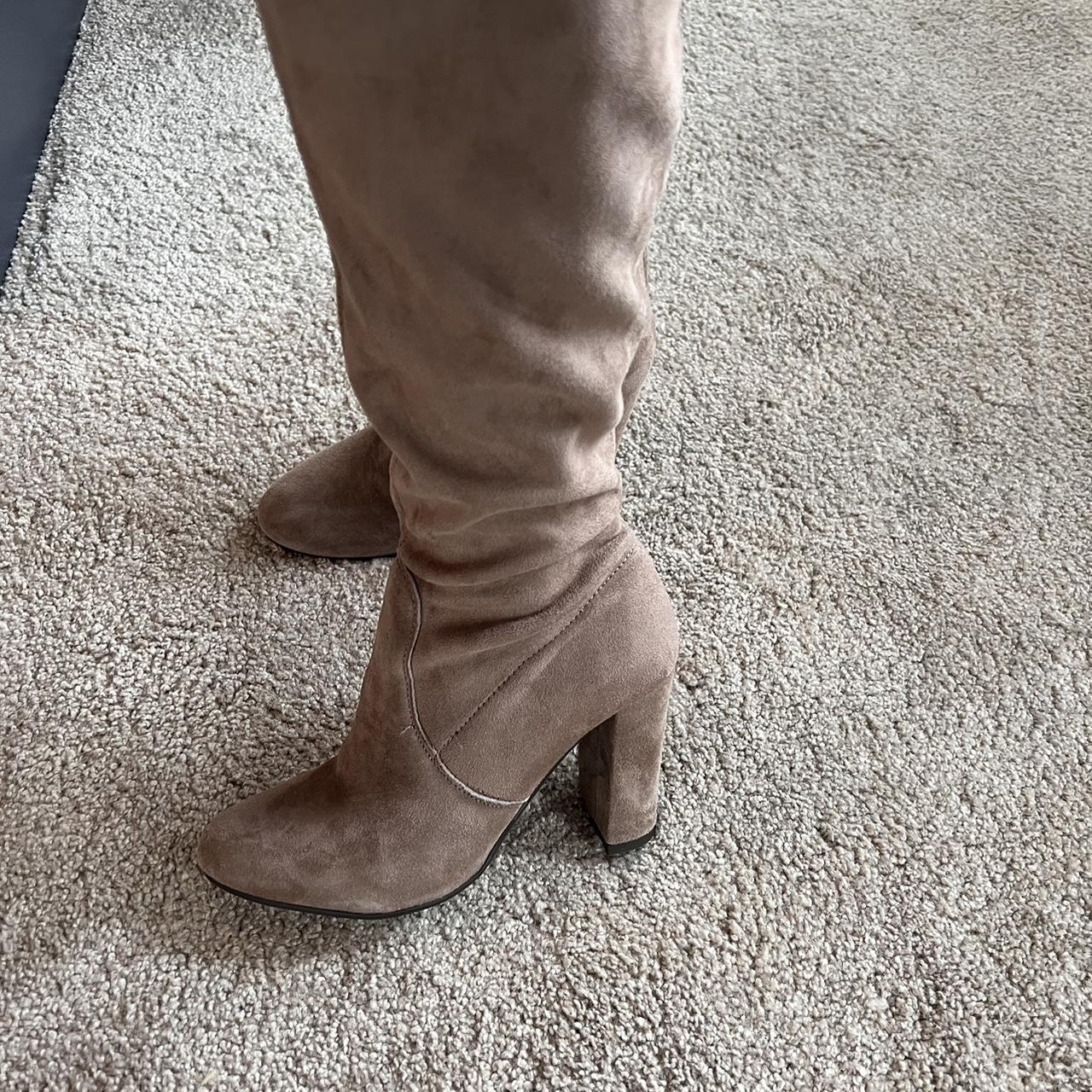 Dune Women's Brown and Cream Boots Depop