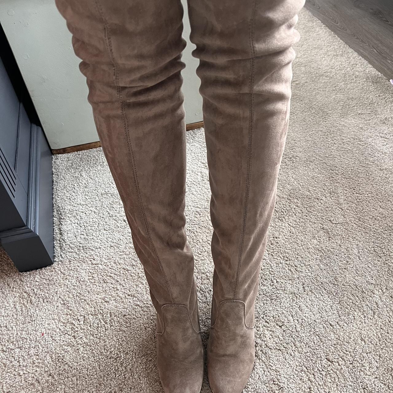 Dune Women's Brown and Cream Boots Depop