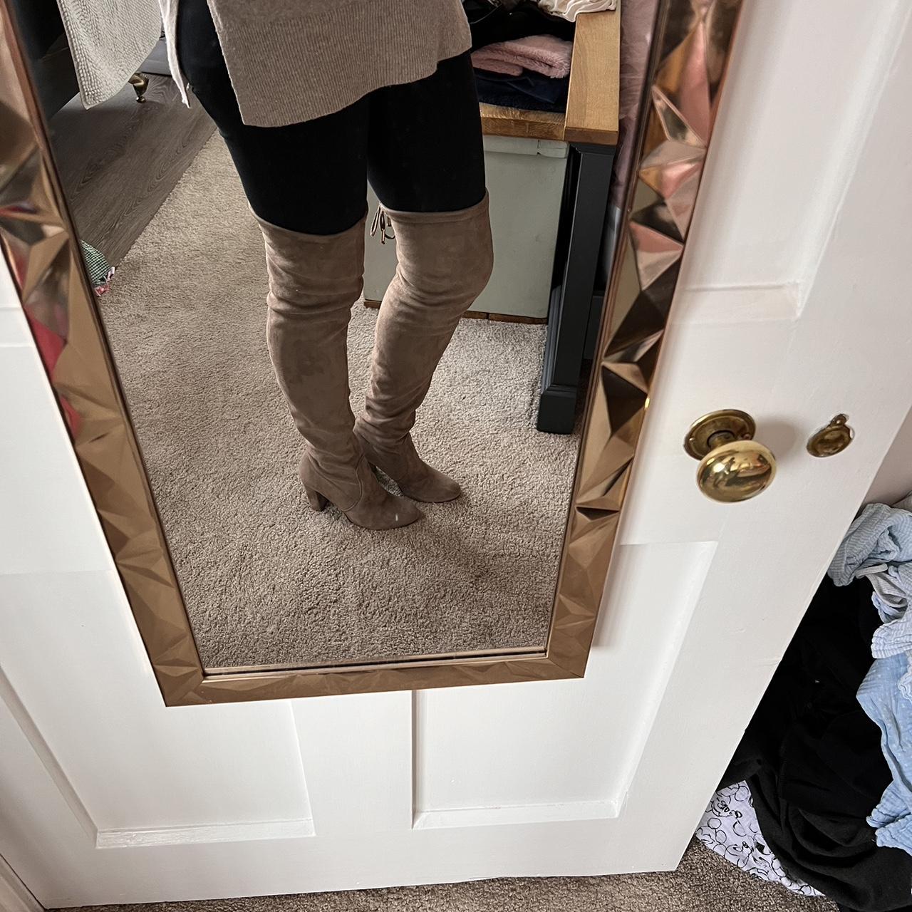 Dune Women's Brown and Cream Boots Depop